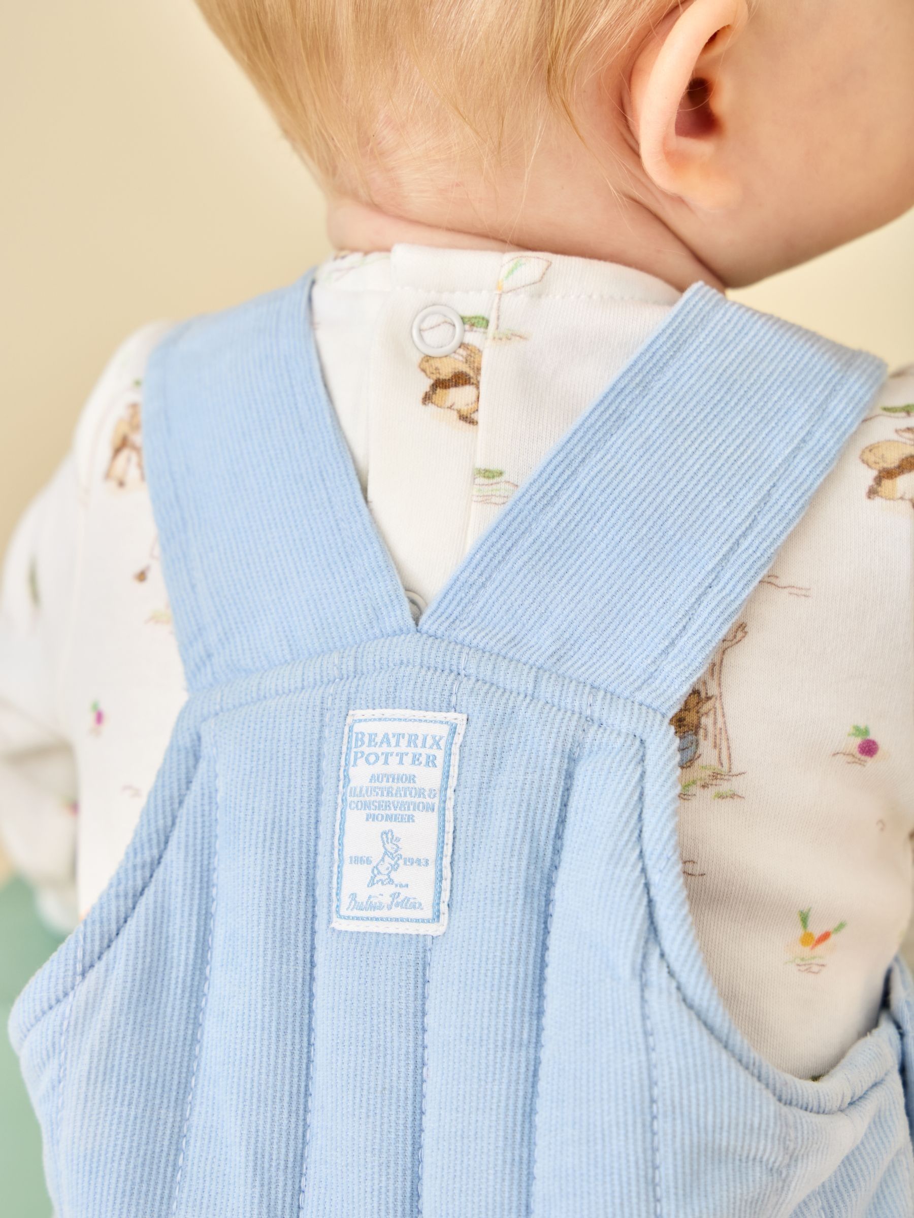 Light Blue Peter Rabbit Quilted Dungaree & Bodysuit Set - Image 2 of 9