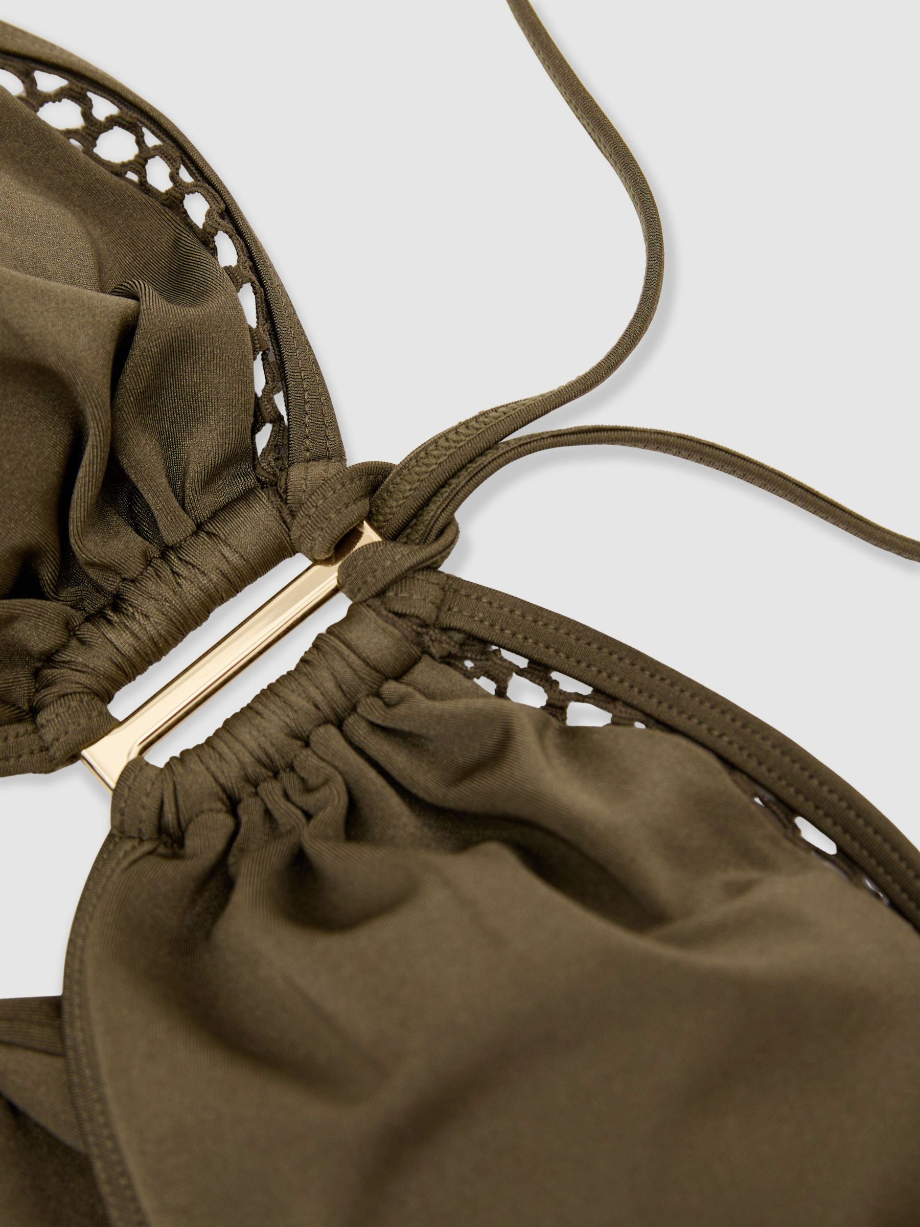 Shimmer Bandeau Bikini Top in Khaki Green - Image 7 of 7