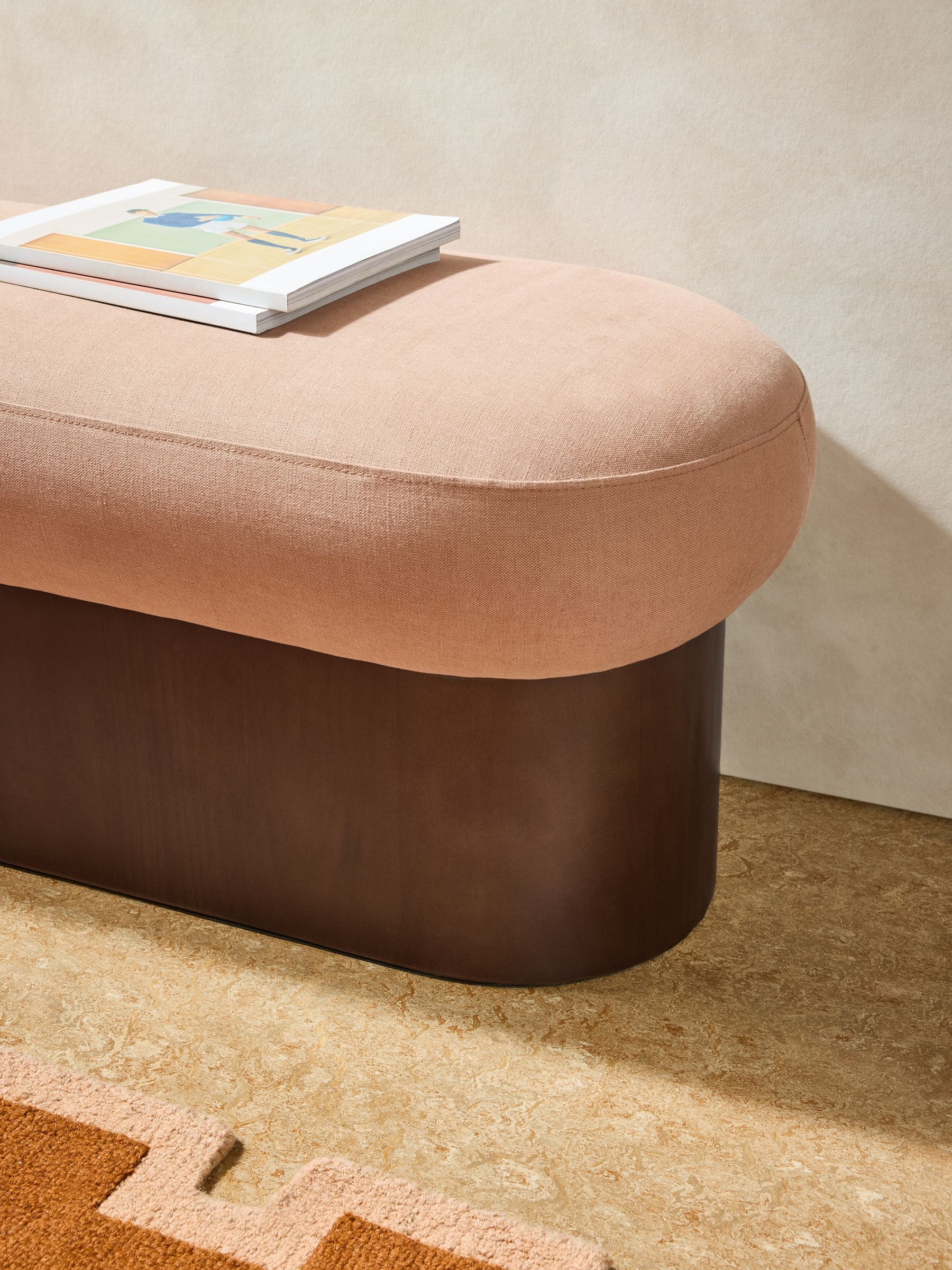 Novara Storage Ottoman Bench in Cotton Linen Blend Tea Rose Pink - Image 2 of 8