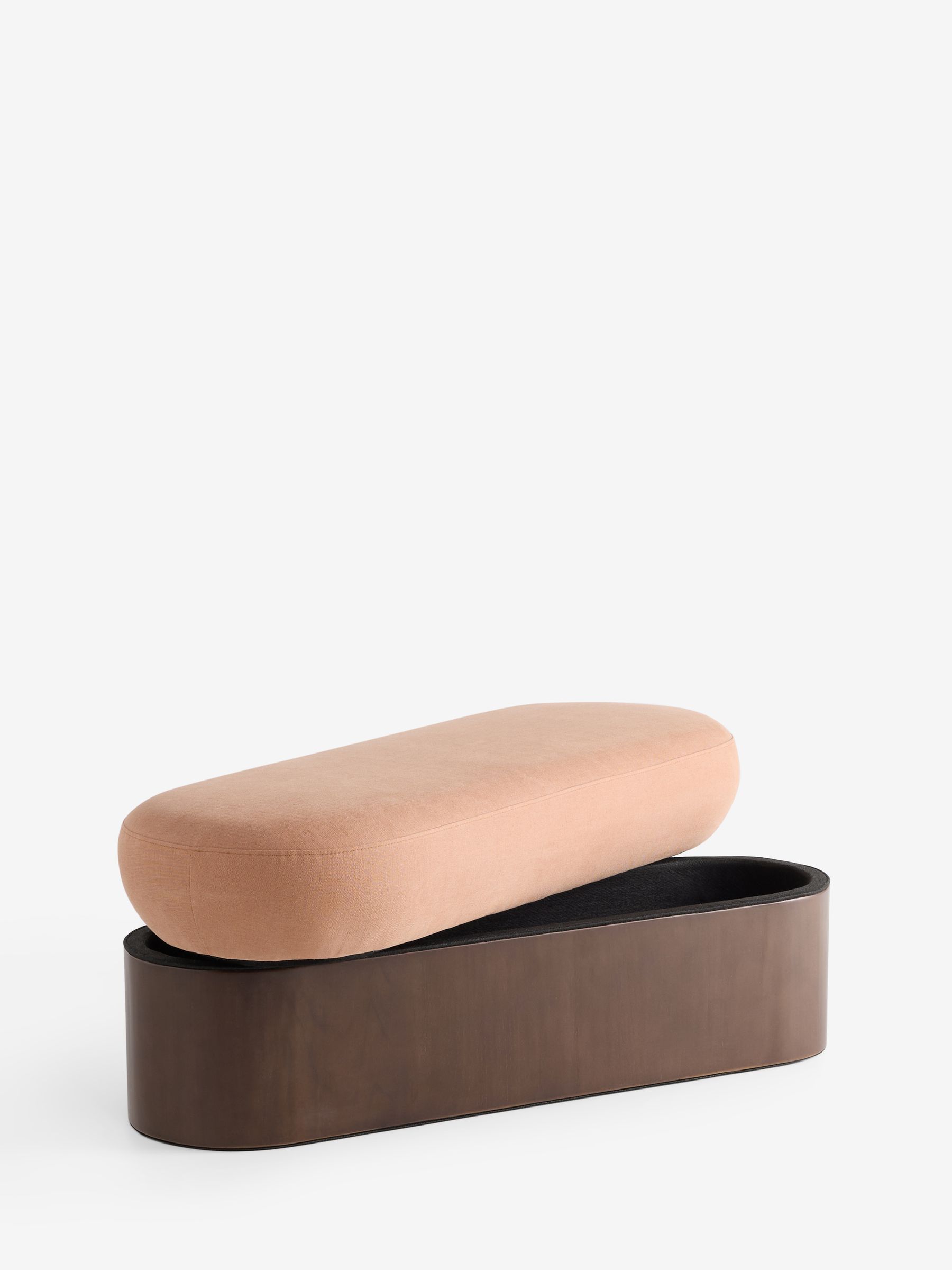 Novara Storage Ottoman Bench in Cotton Linen Blend Tea Rose Pink - Image 6 of 8