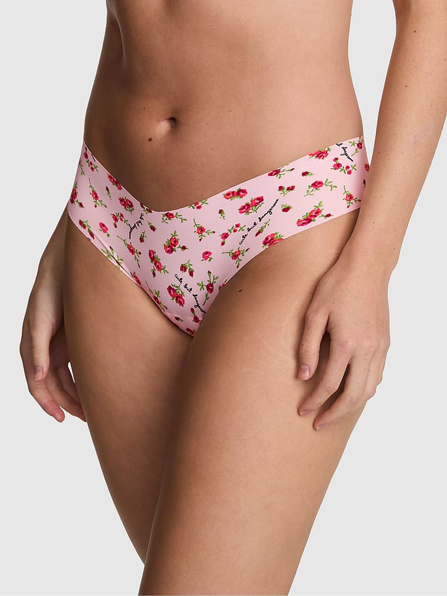 Pink Tulip Cute But Dangerous Print Thong No Show Knickers - Image 1 of 2 Pink Tulip Cute But Dangerous Print Thong No Show Knickers - Image 1 of 2