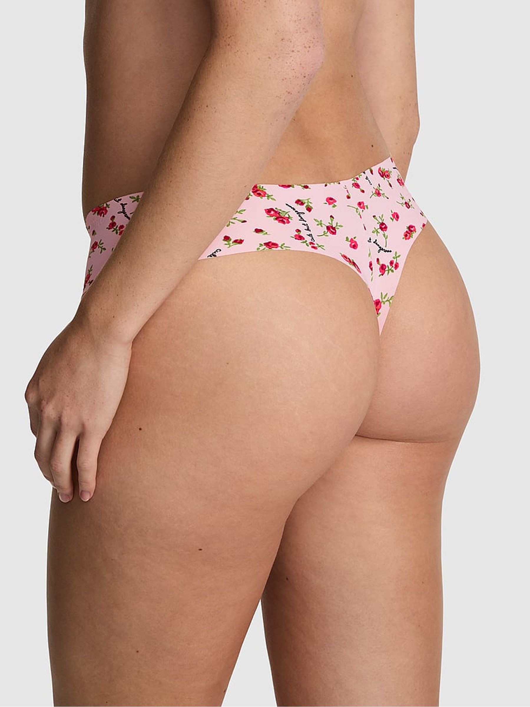 Pink Tulip Cute But Dangerous Print Thong No Show Knickers - Image 2 of 2
