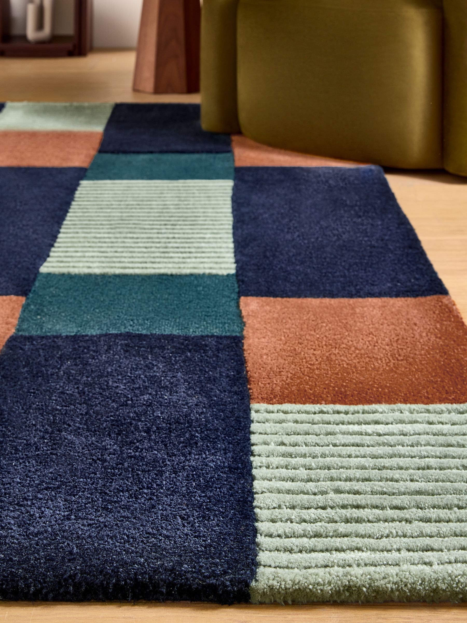 Franka Stripe Rug in Navy - Image 2 of 5 Franka Stripe Rug in Navy - Image 2 of 5