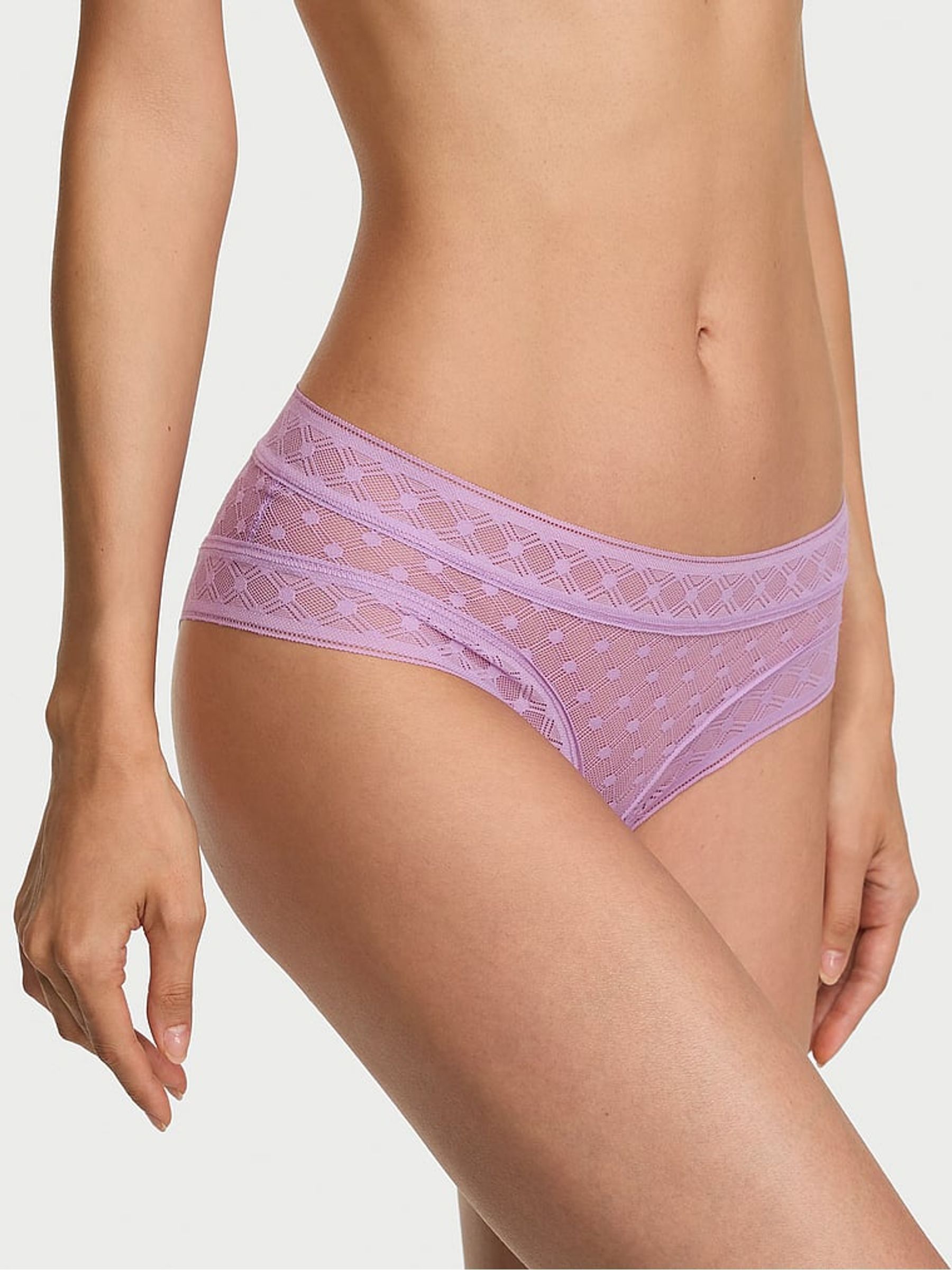 Candy Violet Purple Cheeky Geo Dot Lace Knickers - Image 1 of 2