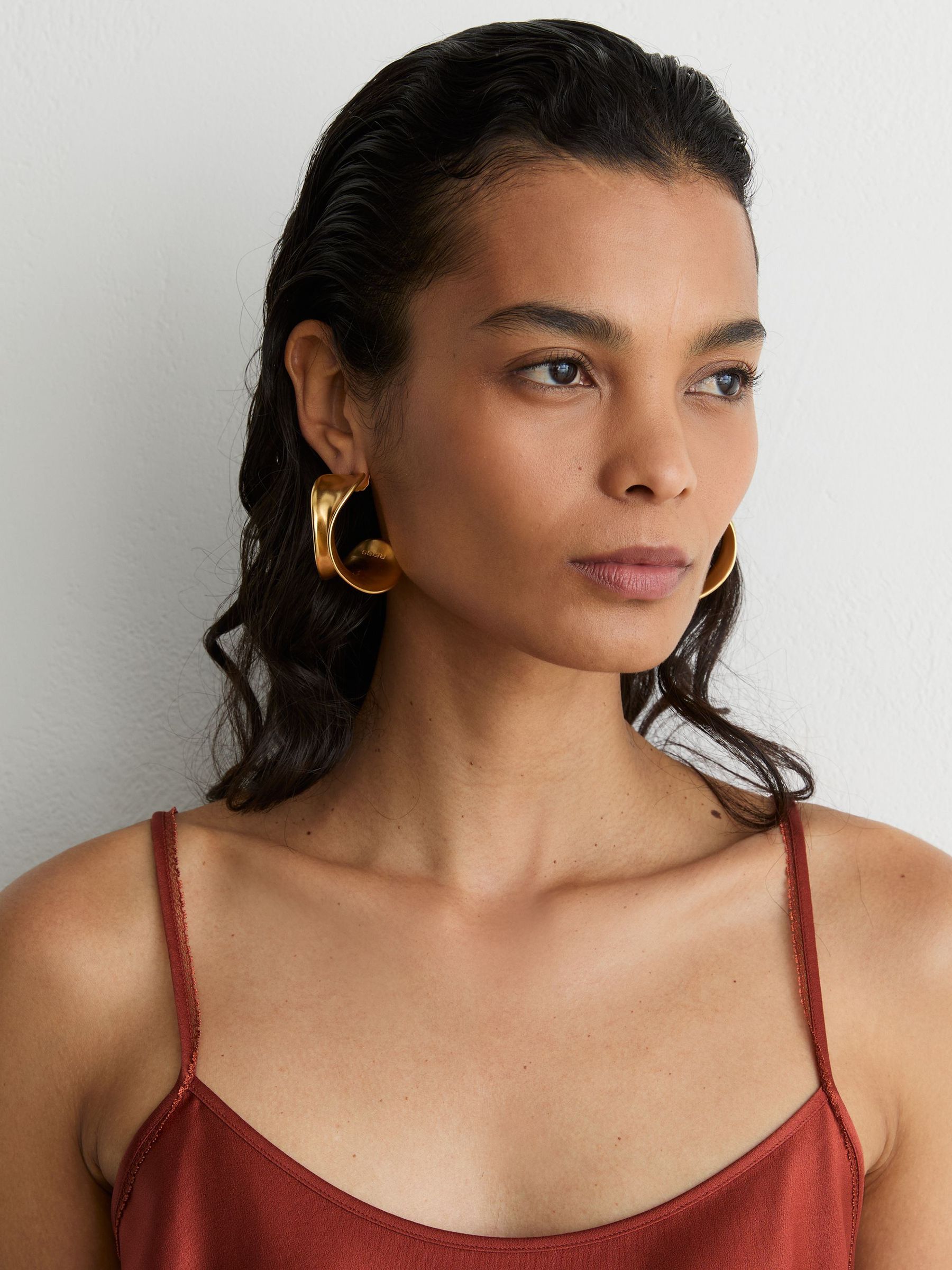 Satin Floral-Lace Trim Cami Top in Rust Orange - Image 6 of 8