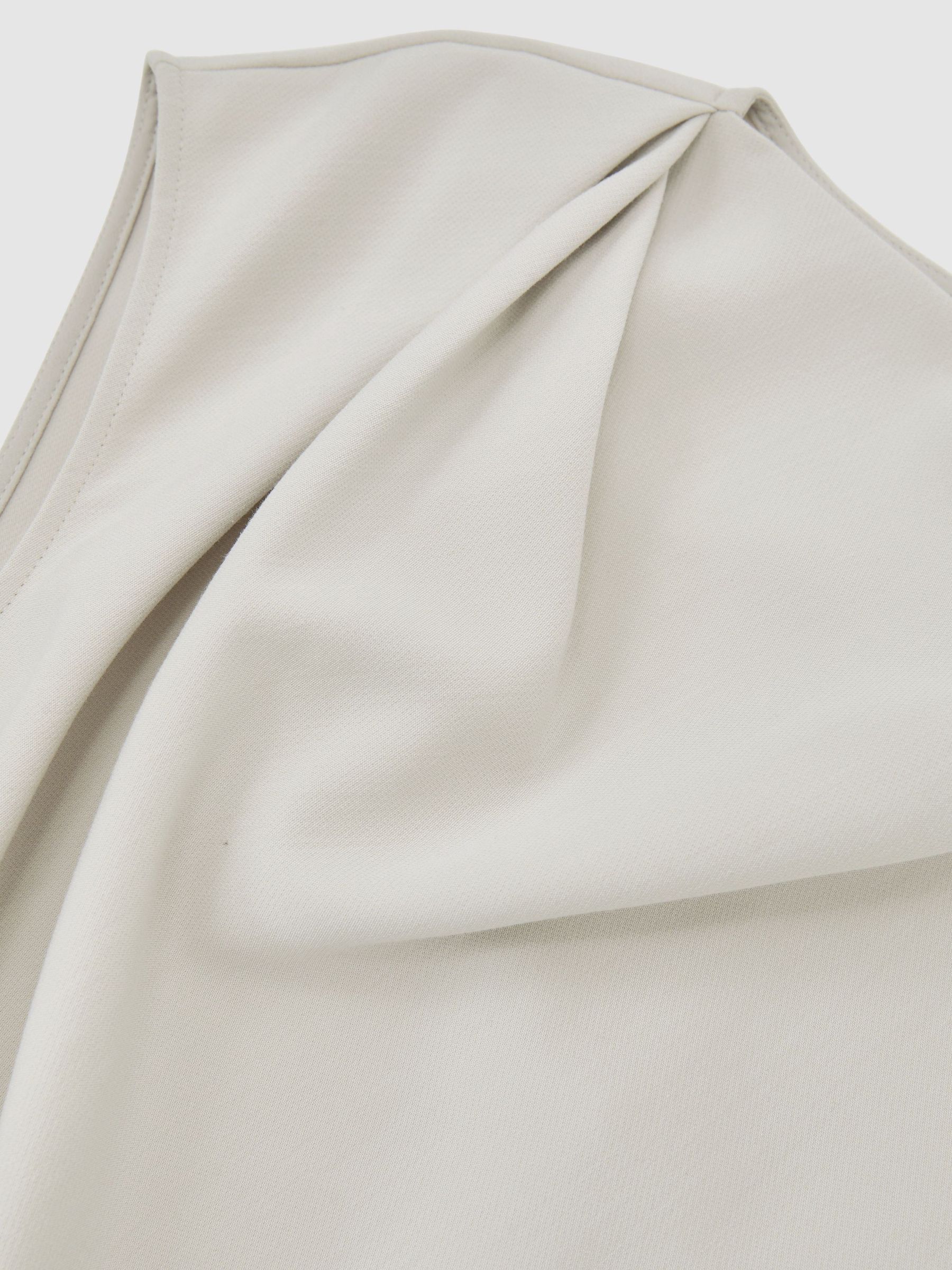 Gathered-Detail Draped Midi Dress in Stone Neutral - Image 7 of 7