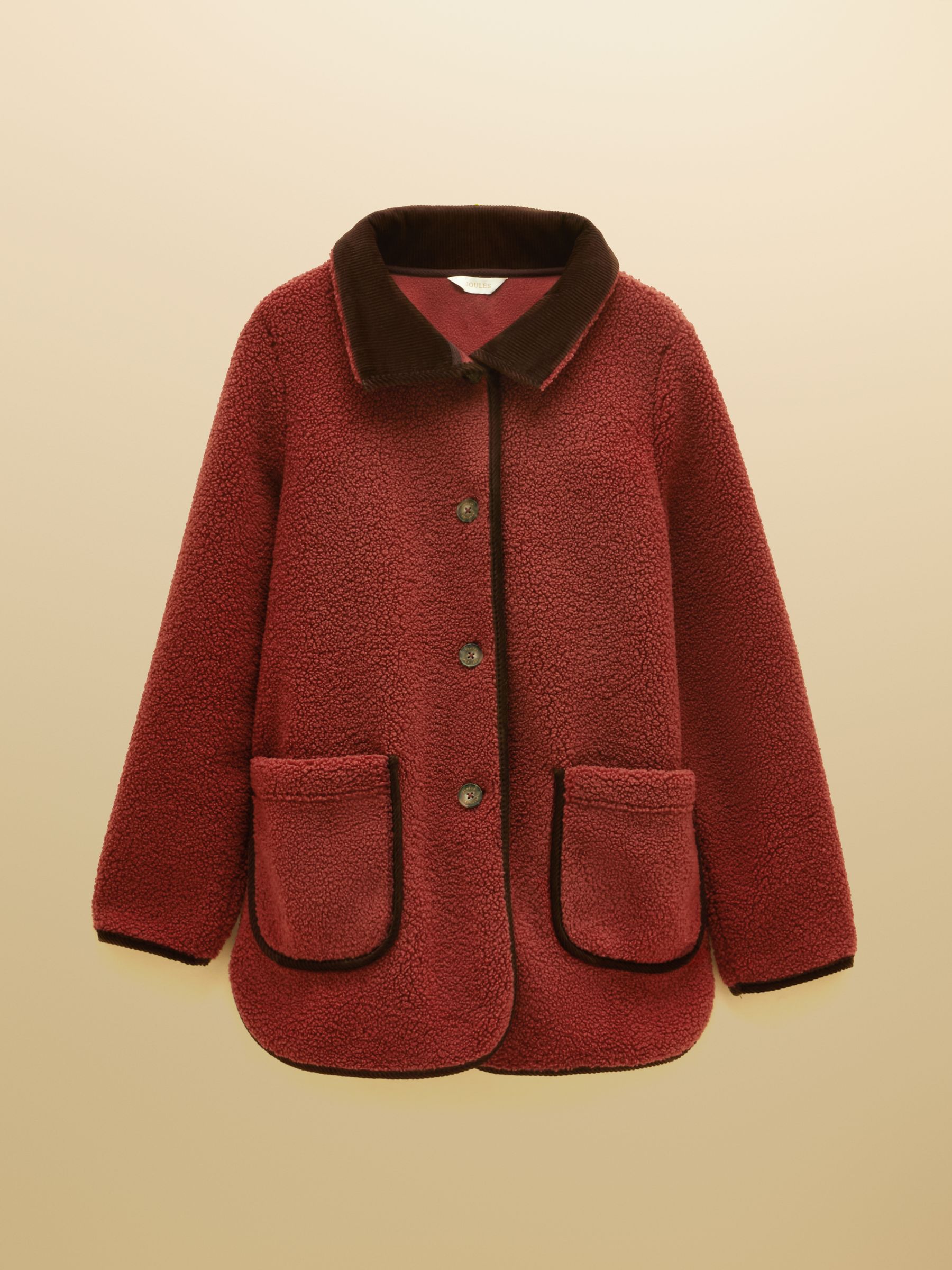 Sadie Burnt Orange Longline Button Through Fleece Jacket - Image 8 of 8