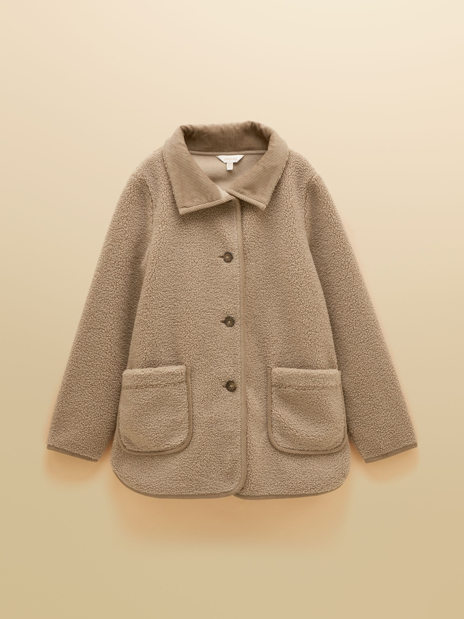 Sadie Mink Brown Longline Button Through Fleece Jacket - Image 7 of 7