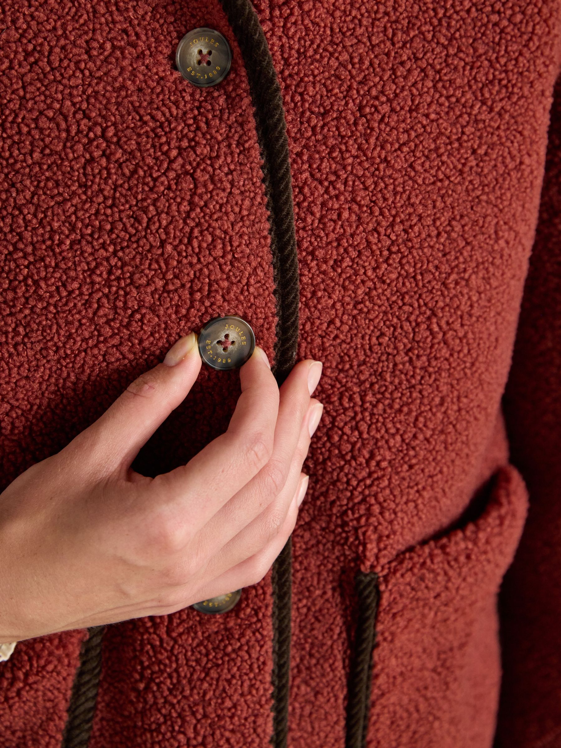Sadie Burnt Orange Button Through Fleece Jacket - Image 5 of 8