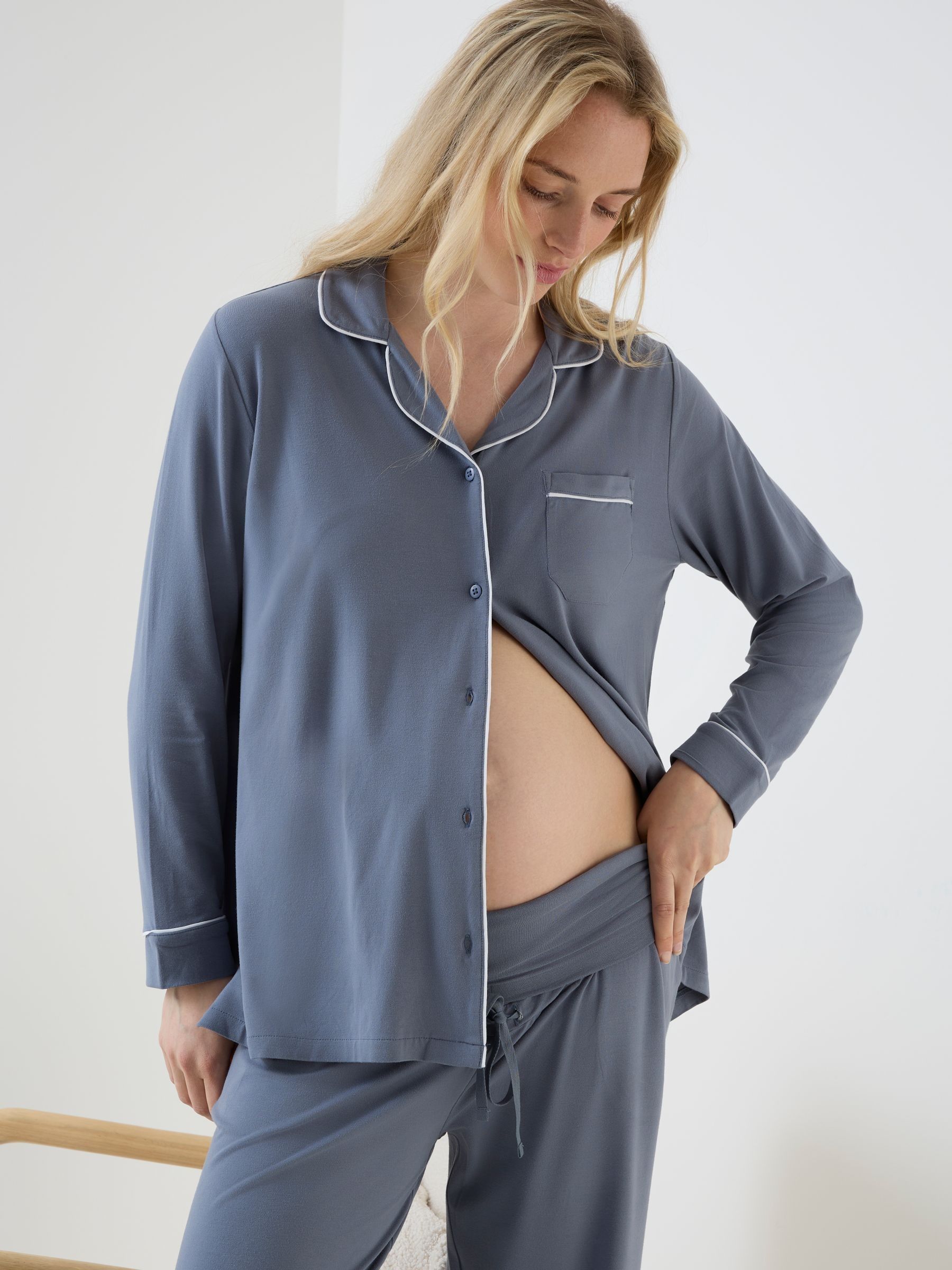 Blue Jersey Maternity Pyjama Set - Image 5 of 6