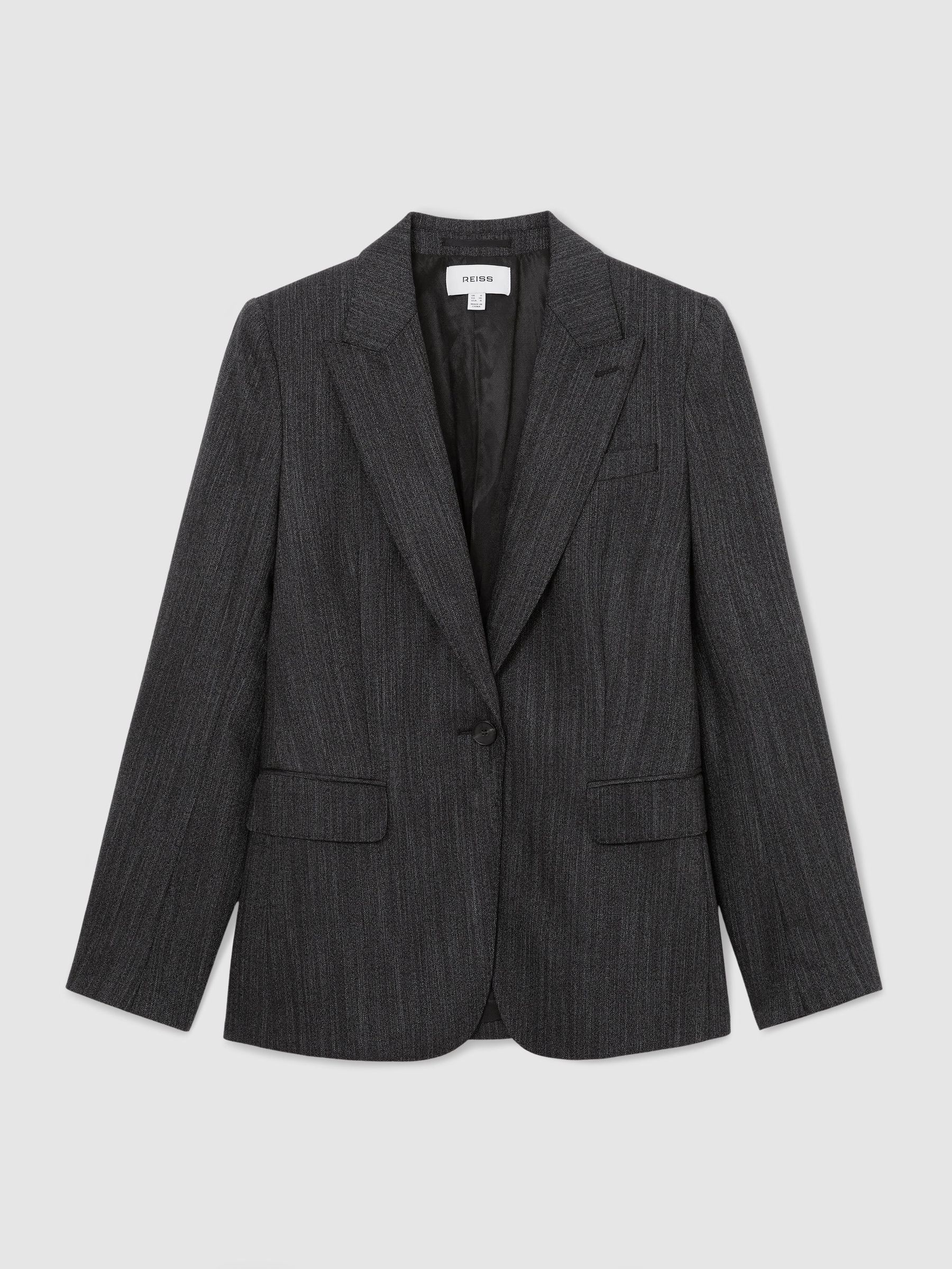 Wool-Blend Single-Breasted Blazer in Dark Grey - Image 2 of 9