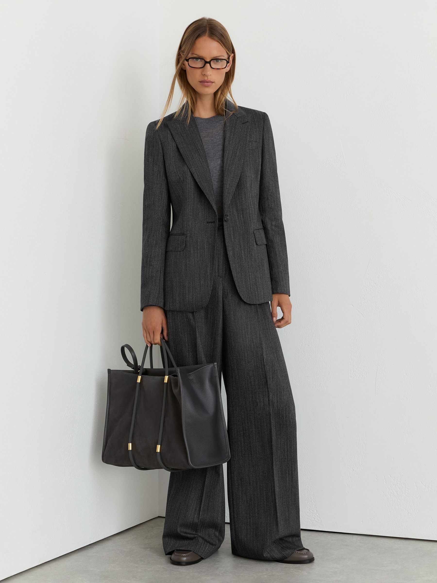 Wool-Blend Single-Breasted Blazer in Dark Grey - Image 5 of 9