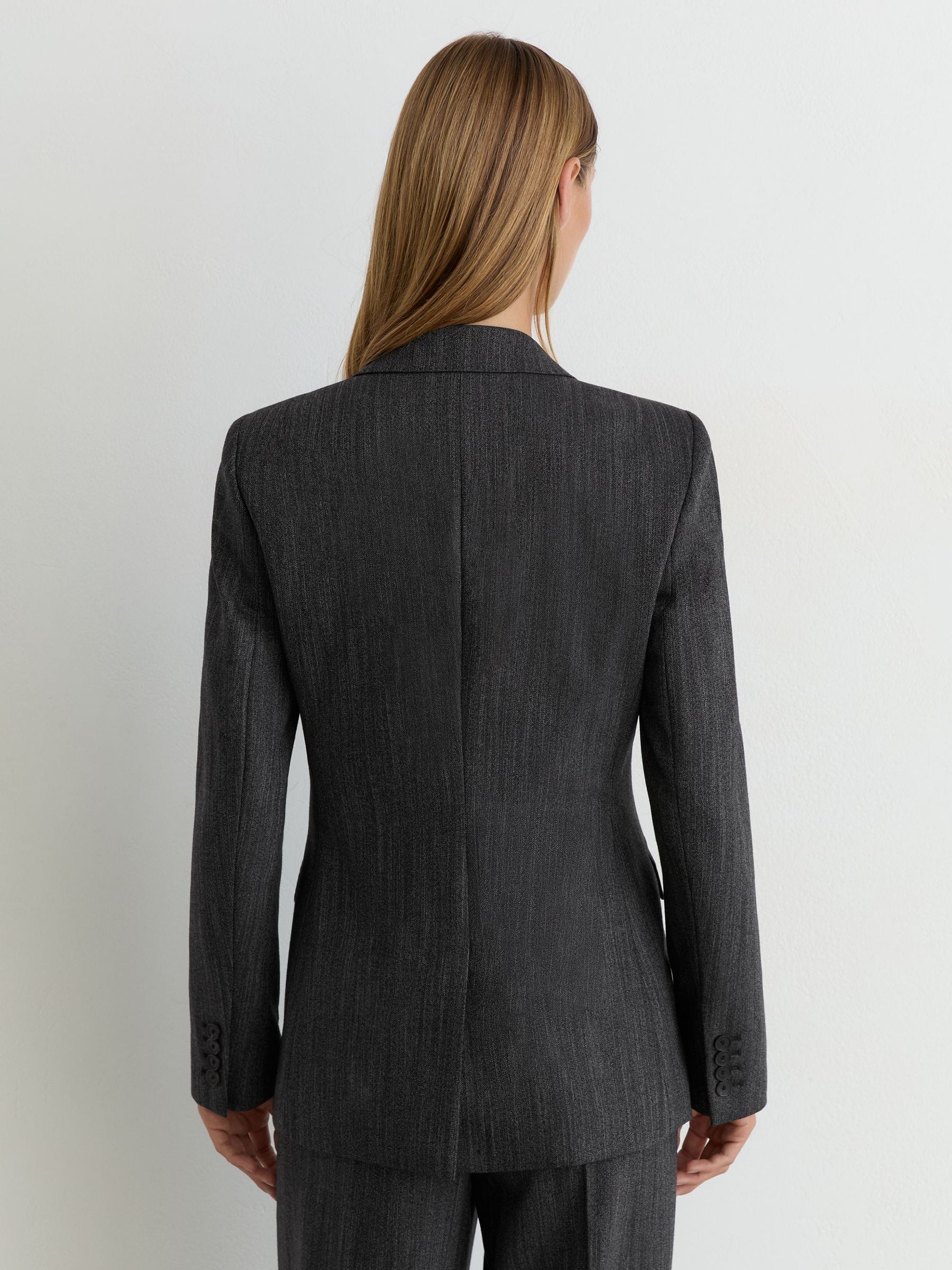 Wool-Blend Single-Breasted Blazer in Dark Grey - Image 7 of 9