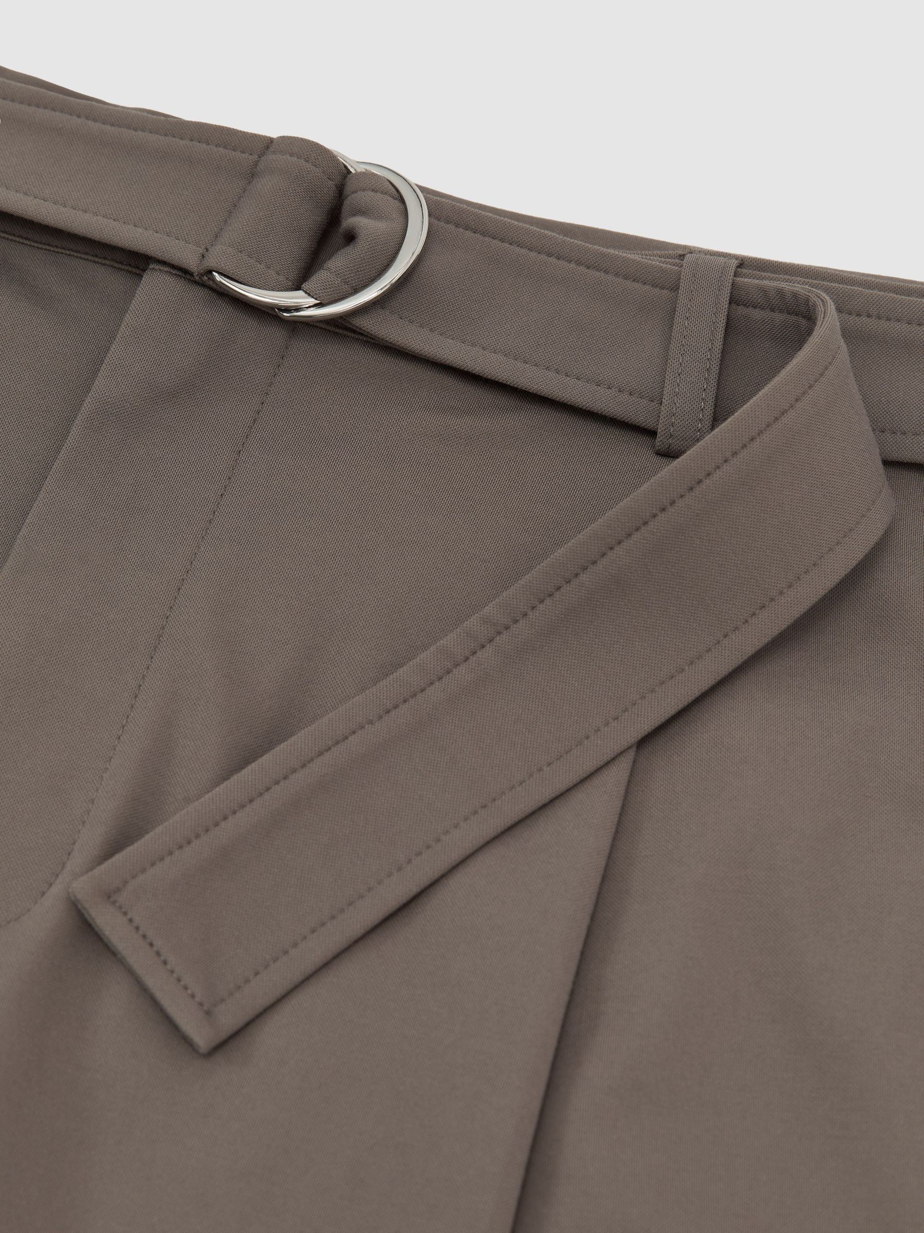 Belted Pleated Shorts in Taupe Brown - Image 6 of 6