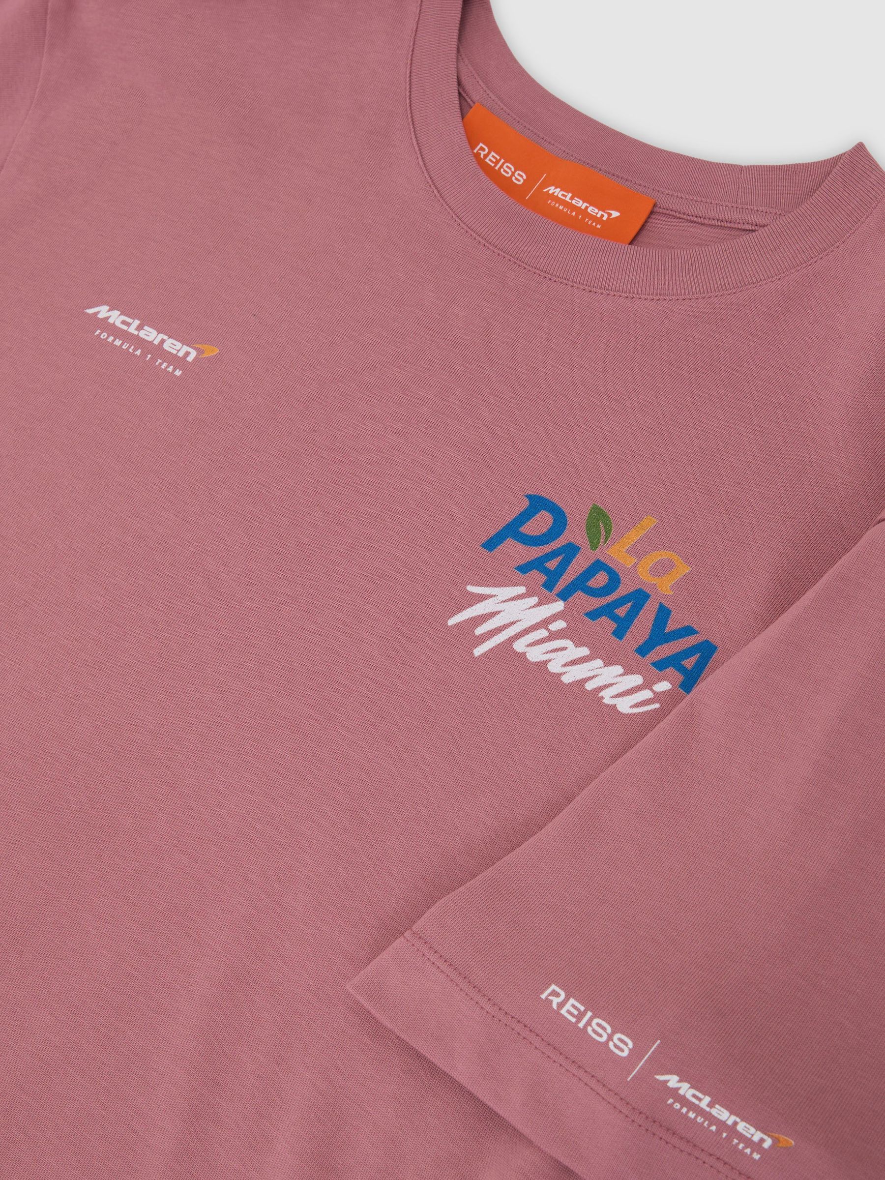 McLaren Racing Miami Papaya-Print T-Shirt Unisex-Fit in Soft Pink - image 3