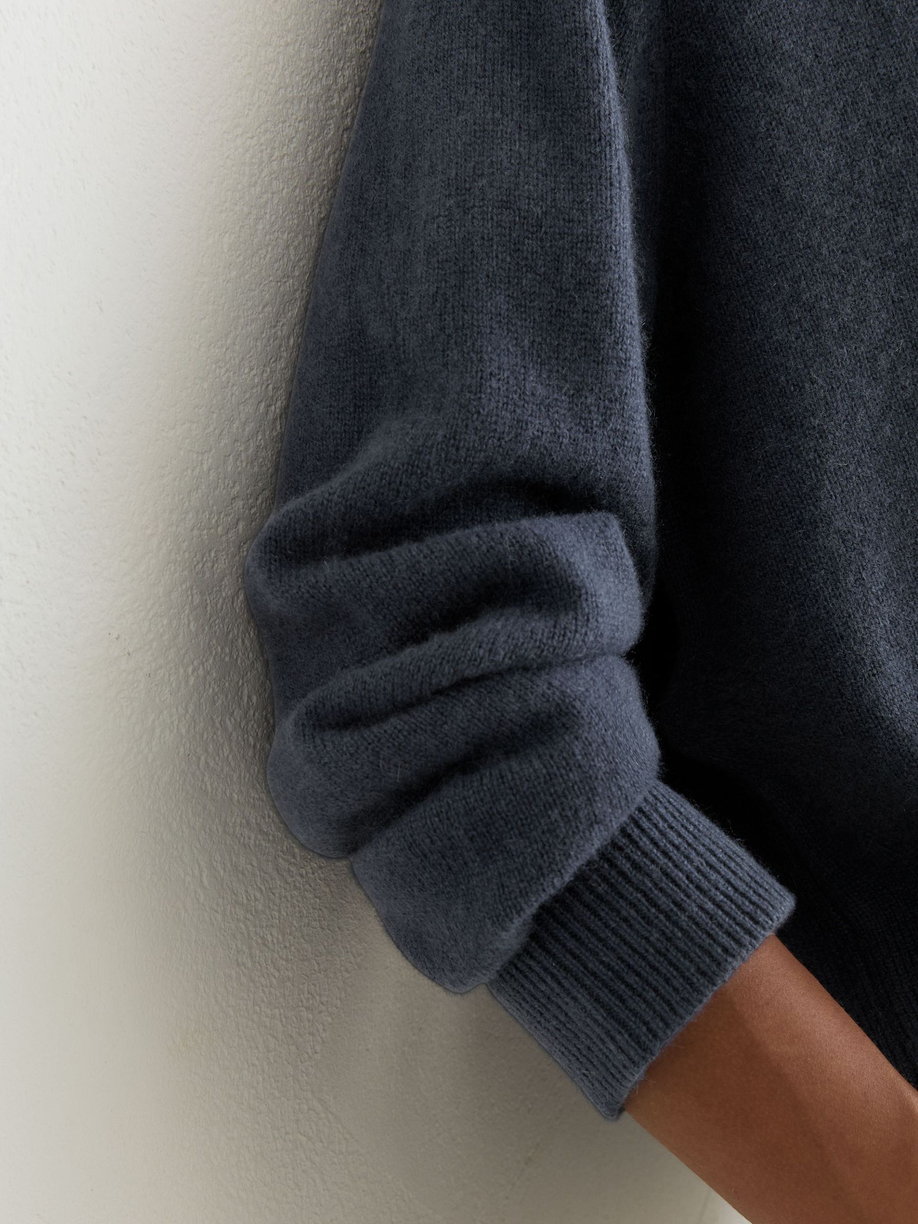 100% Cashmere Shawl-Neck Jumper in Slate Blue - Image 5 of 7