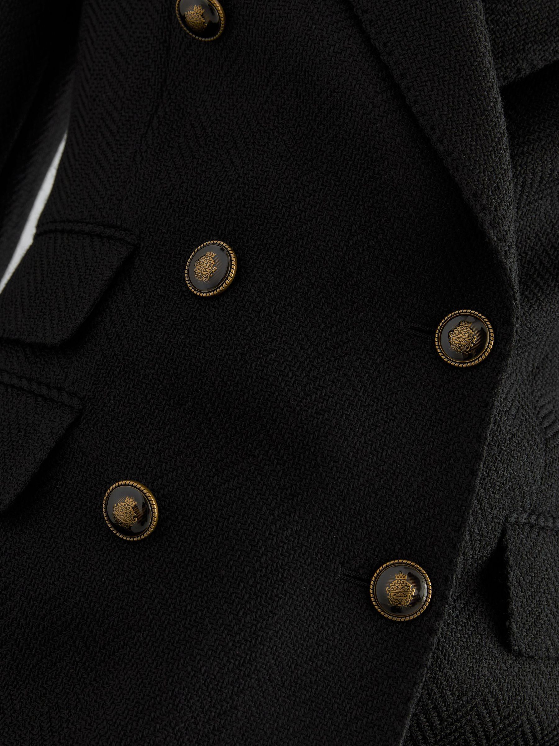 Petite Wool-Blend Twill Double-Breasted Blazer in Black - Image 4 of 7