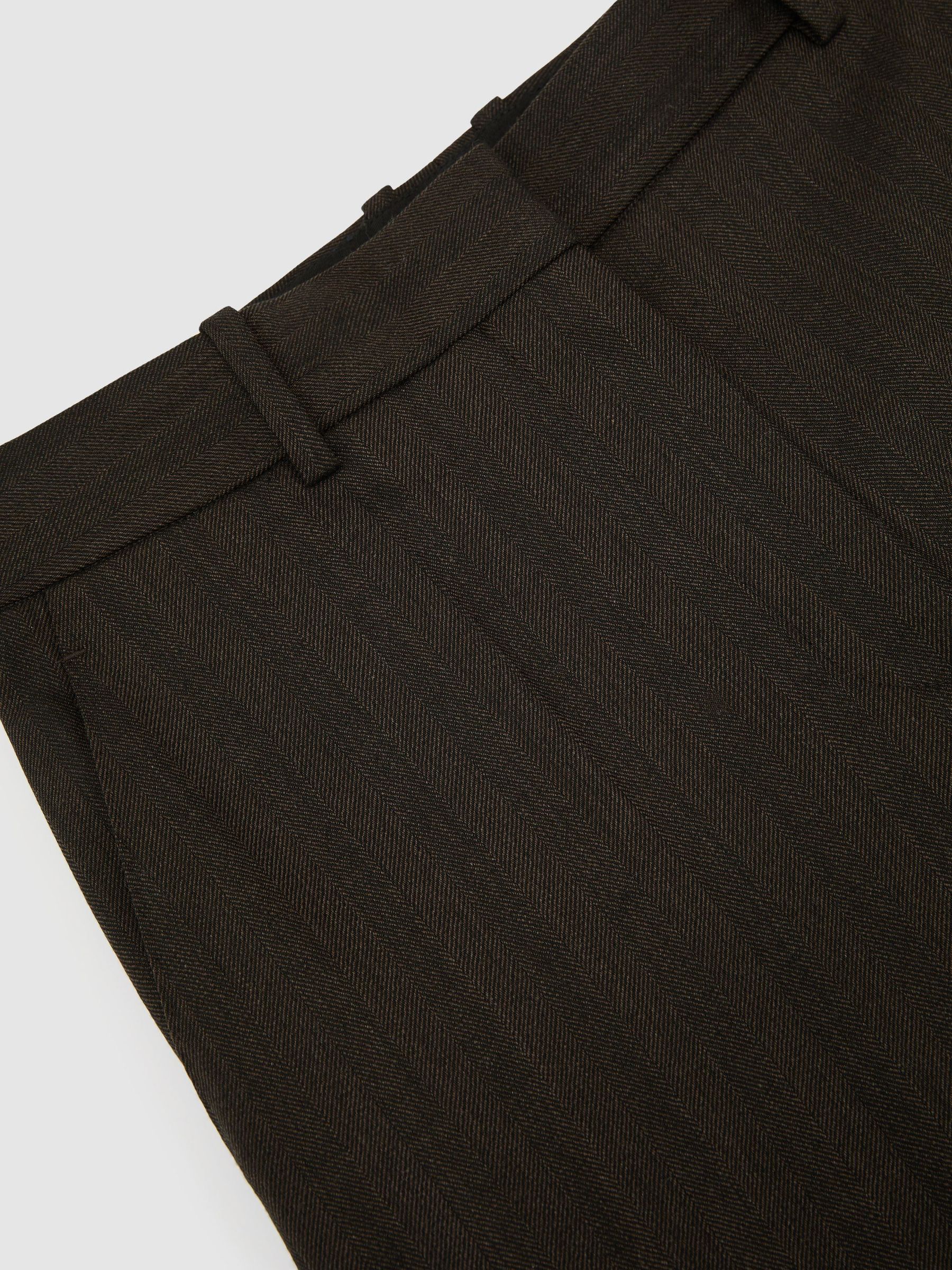 Wool-Blend Herringbone Wide-Leg Trousers in Chocolate Brown - Image 10 of 10