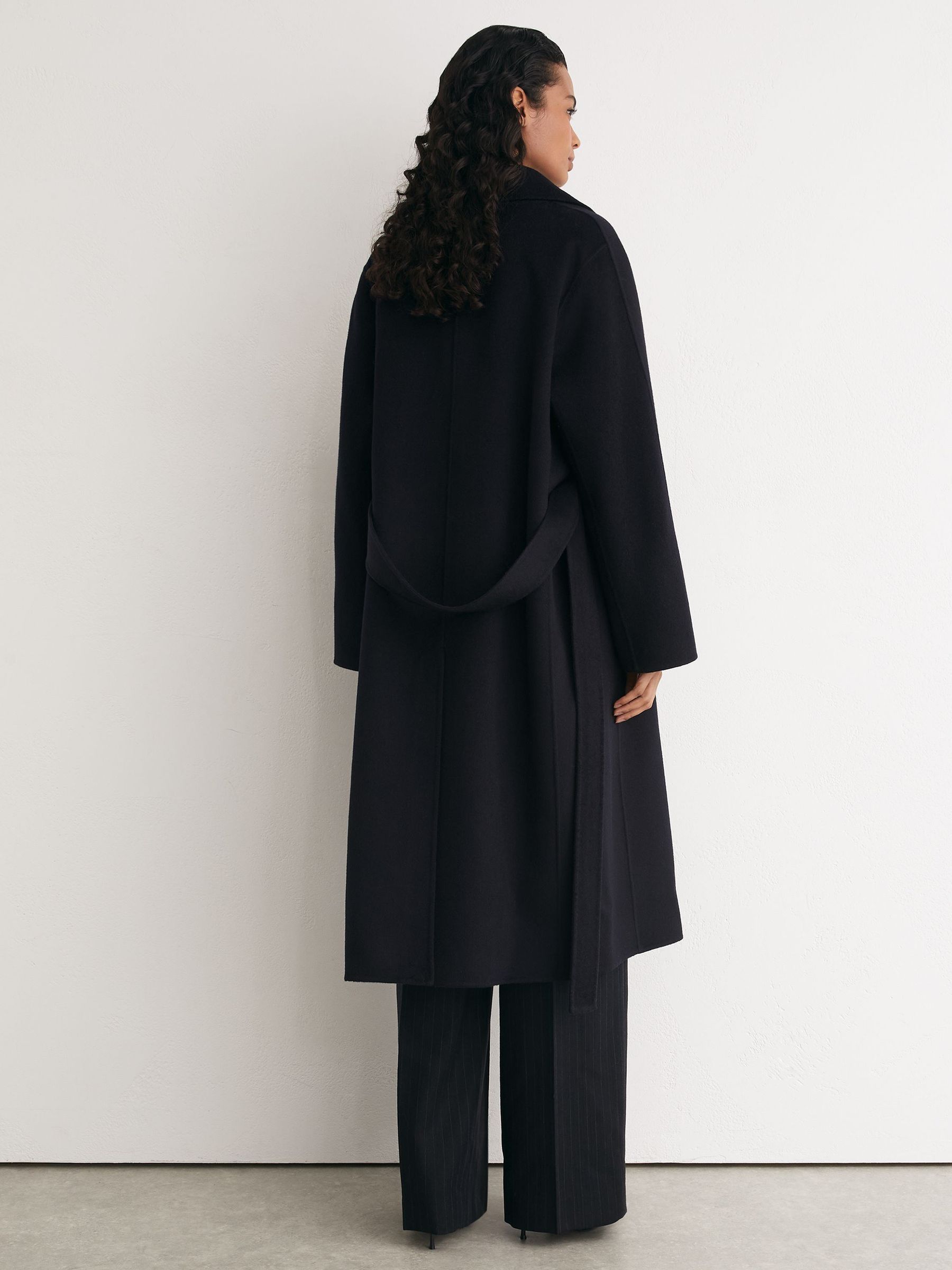 Wool-Blend Blindseam Double-Breasted Coat in Navy - Image 5 of 8