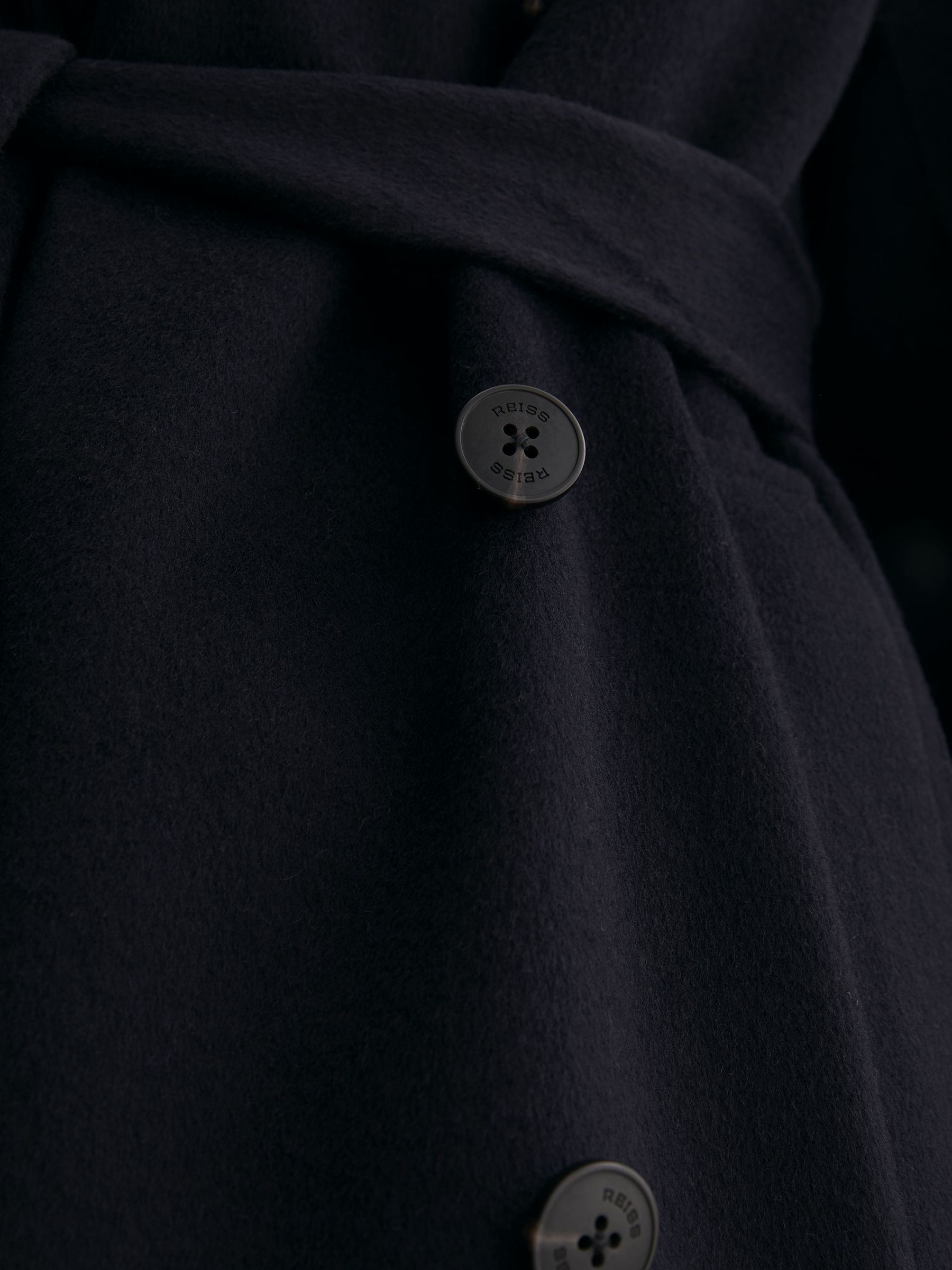 Wool-Blend Blindseam Double-Breasted Coat in Navy - Image 6 of 8