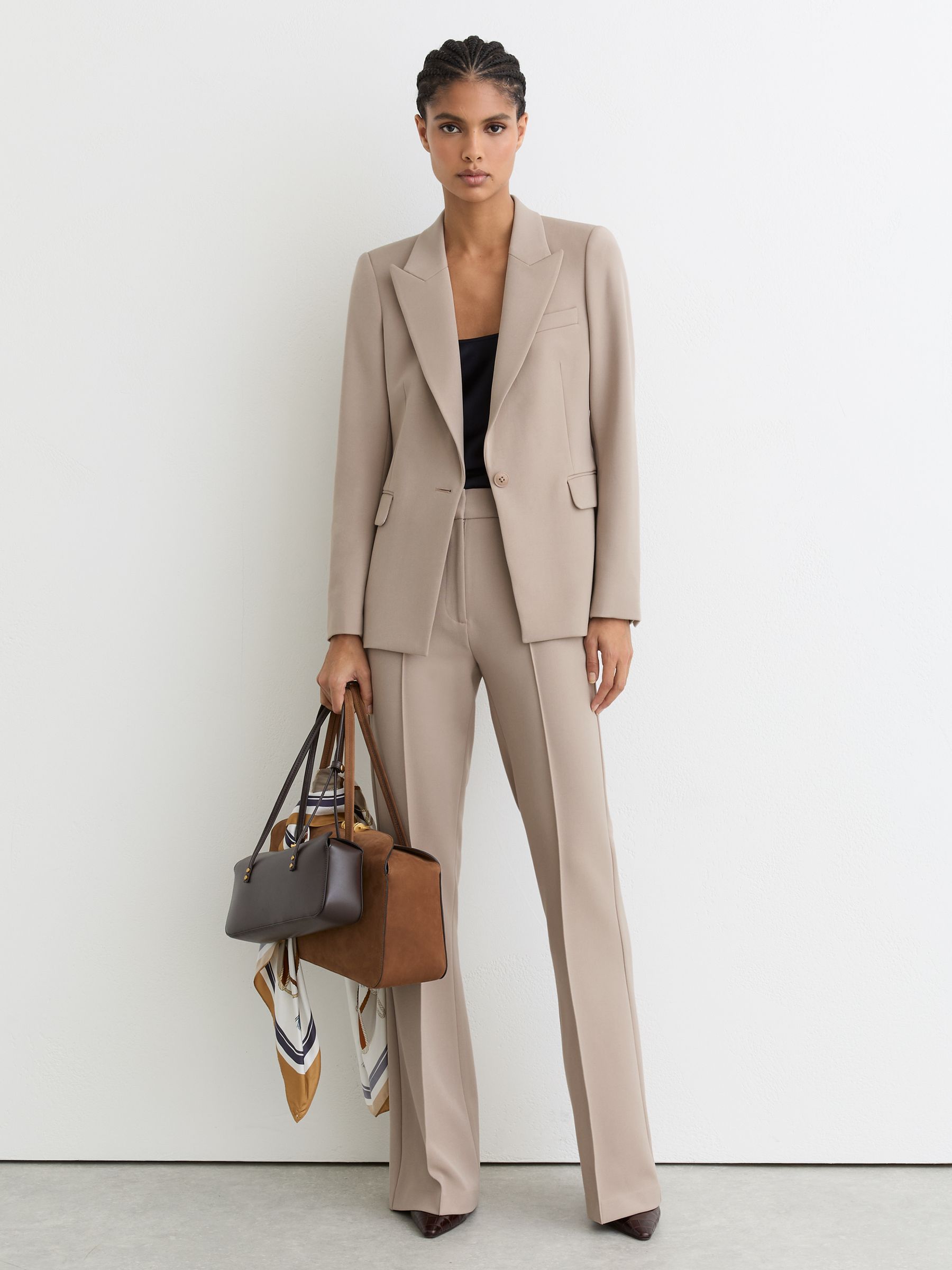 Flared Suit Trousers in Stone Neutral - Image 6 of 8