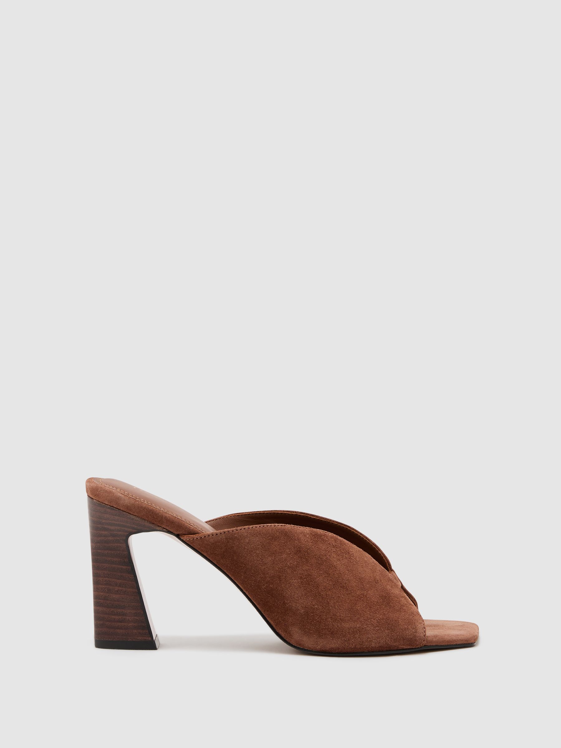 Suede Block-Heel Sandals in Tan - image 1