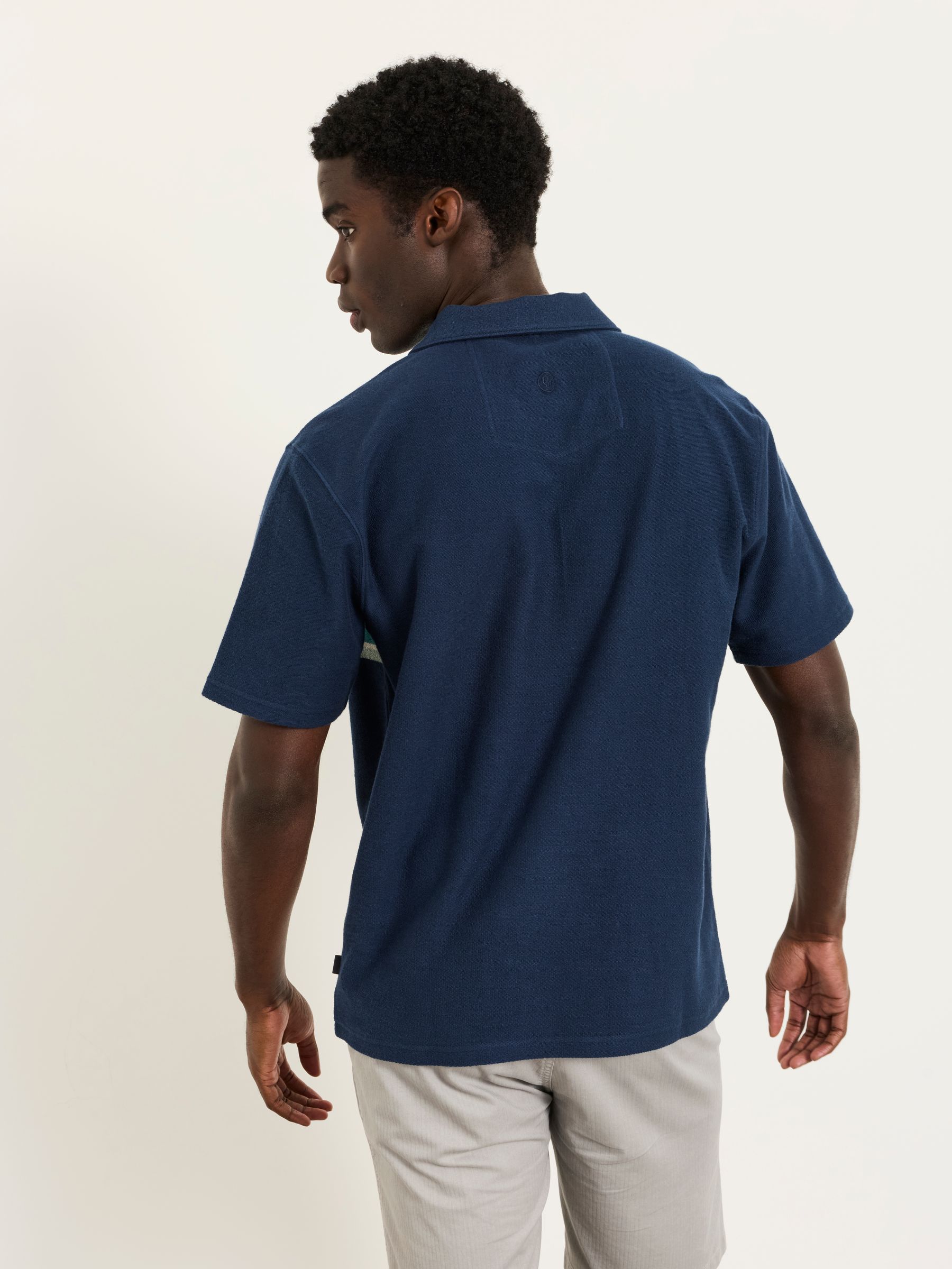 Sutton Navy Textured Chest Stripe Polo - Image 2 of 5