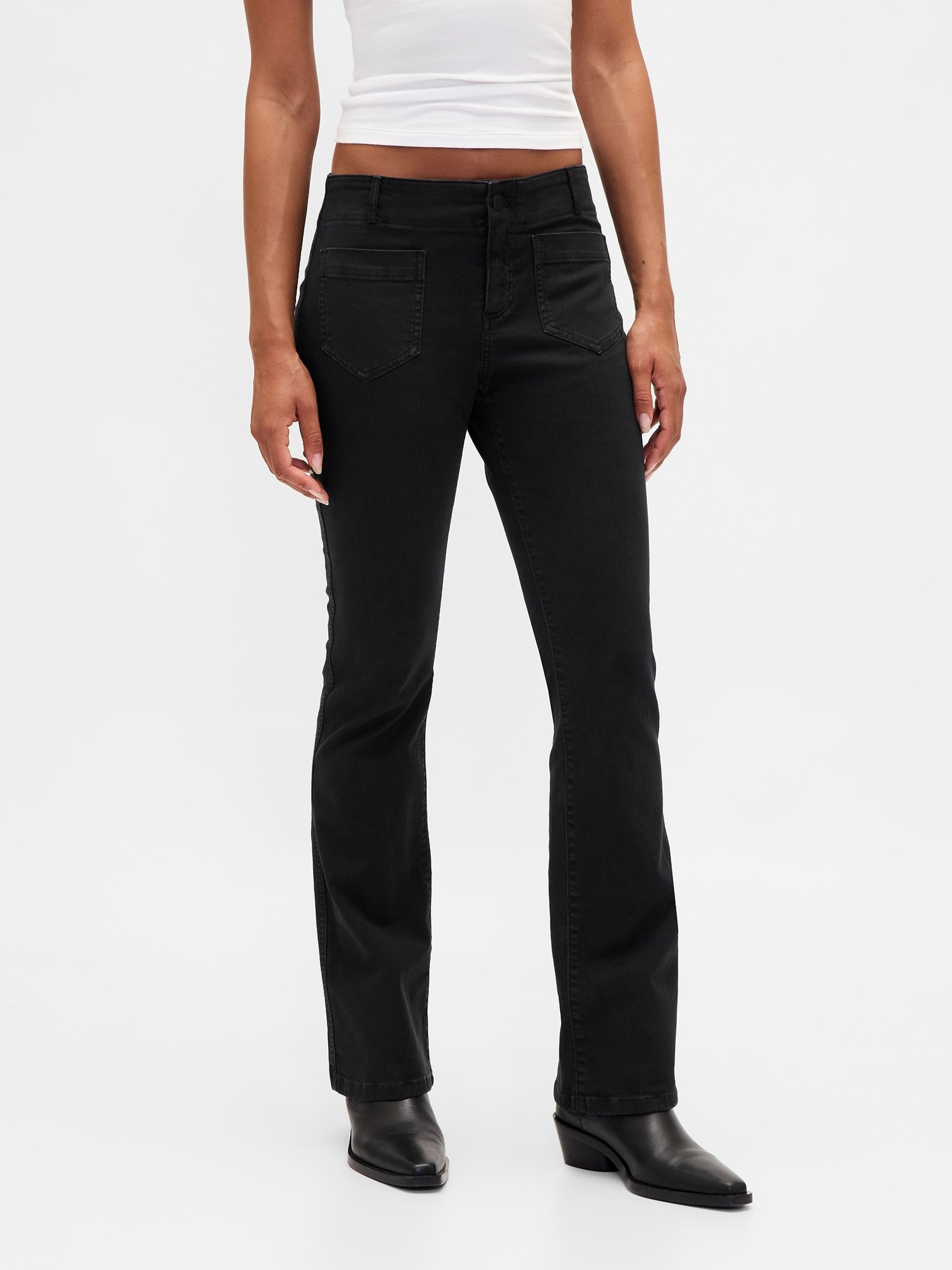 Black Low Rise Twill Long and Lean Trousers - Image 1 of 4