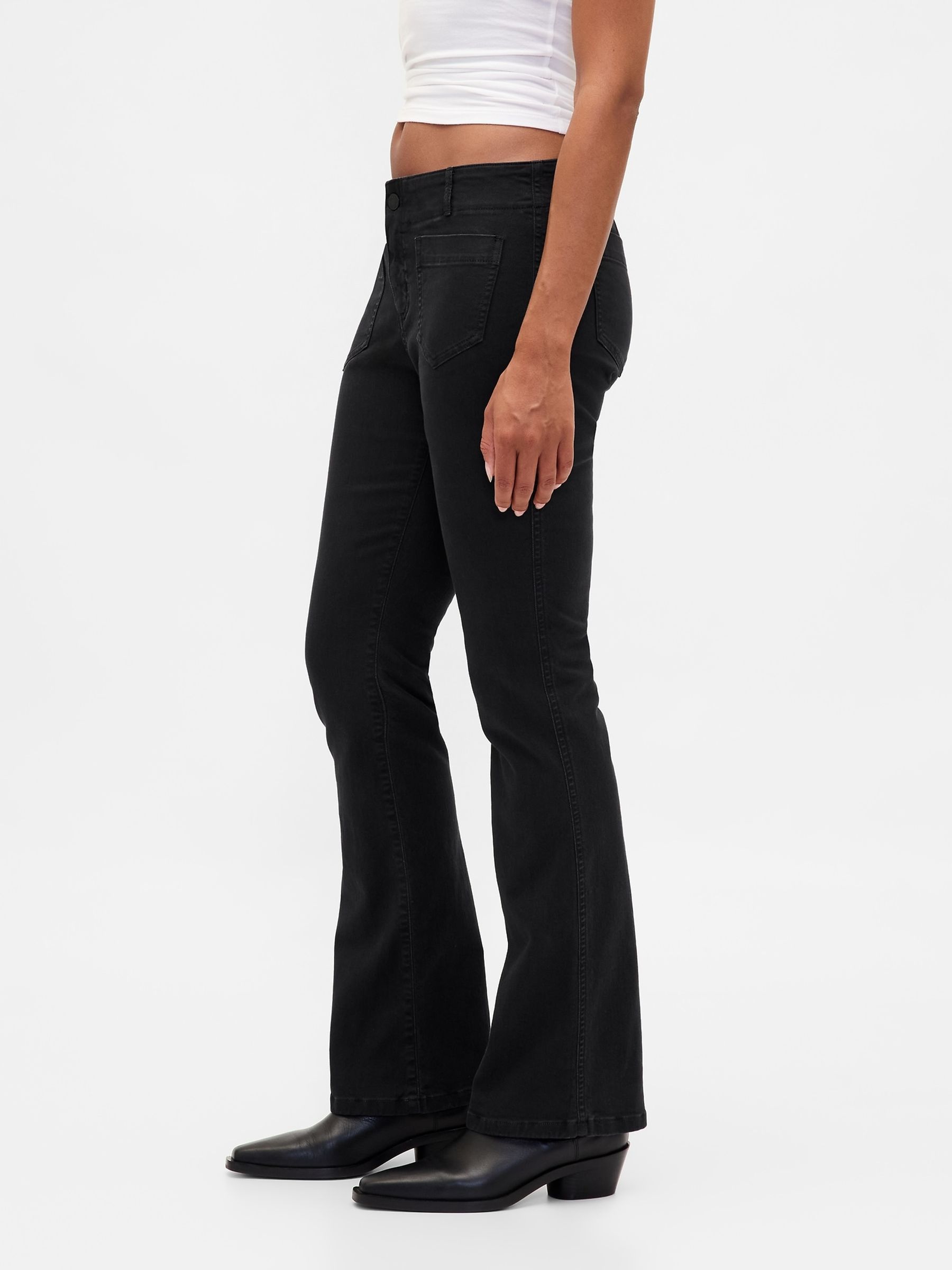 Black Low Rise Twill Long and Lean Trousers - Image 3 of 4
