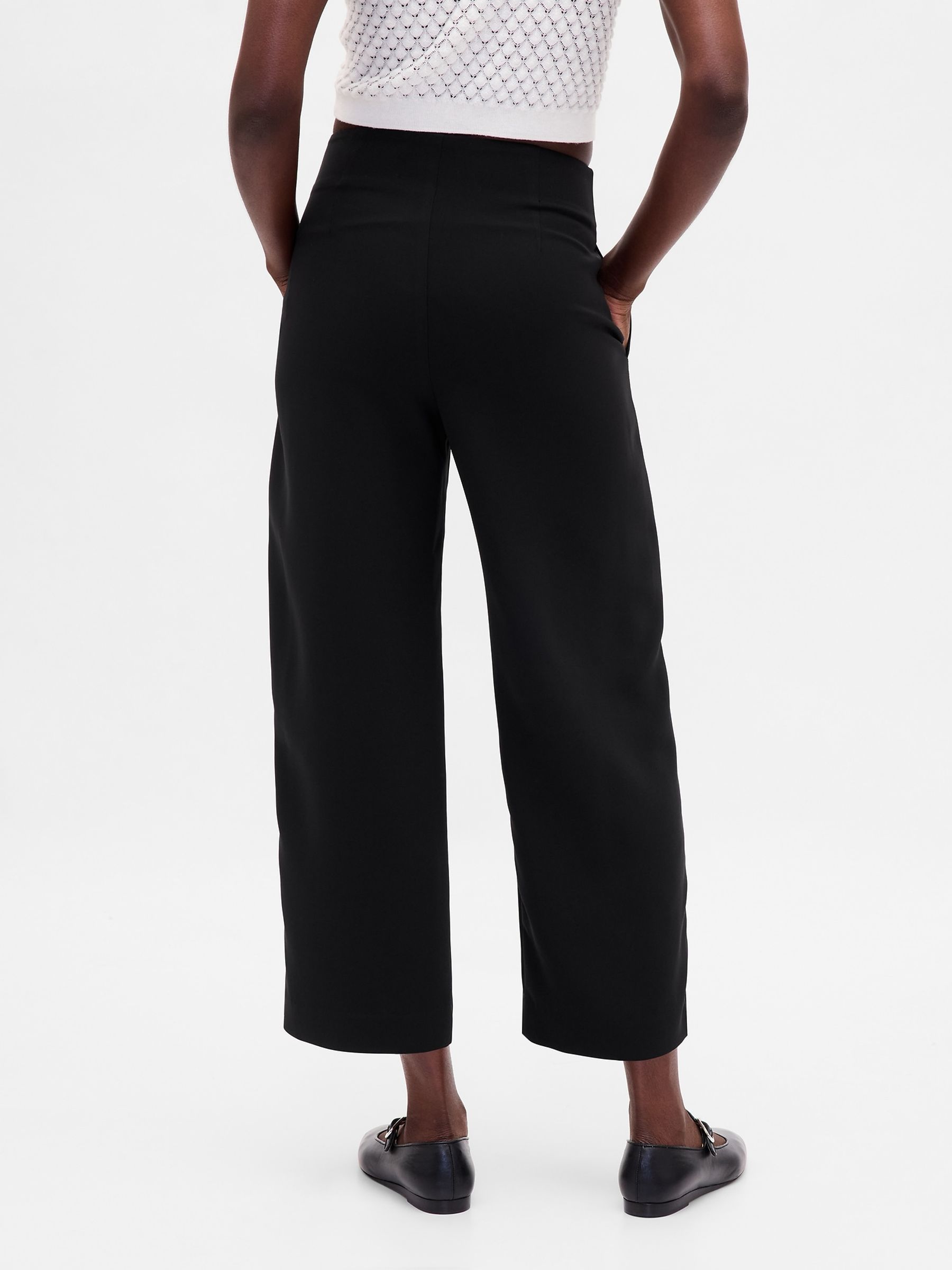 Black High Waisted Twill Straight Ankle Trousers - Image 2 of 6 Black High Waisted Twill Straight Ankle Trousers - Image 2 of 6