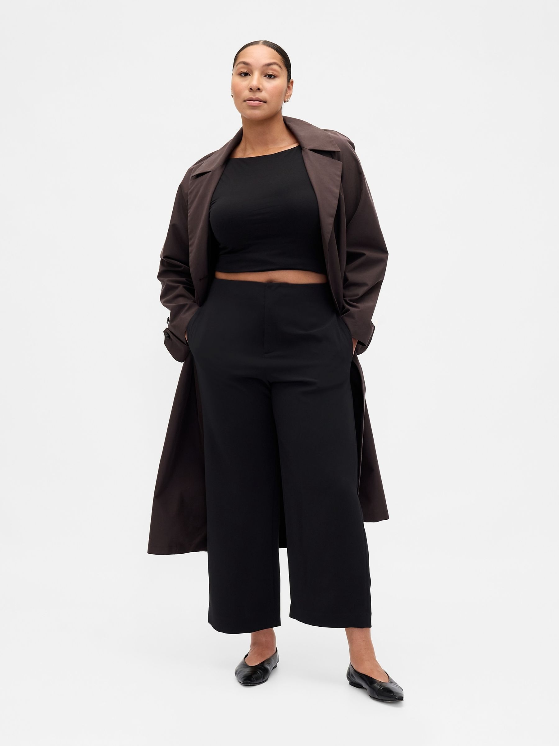 Black High Waisted Twill Straight Ankle Trousers - Image 5 of 6