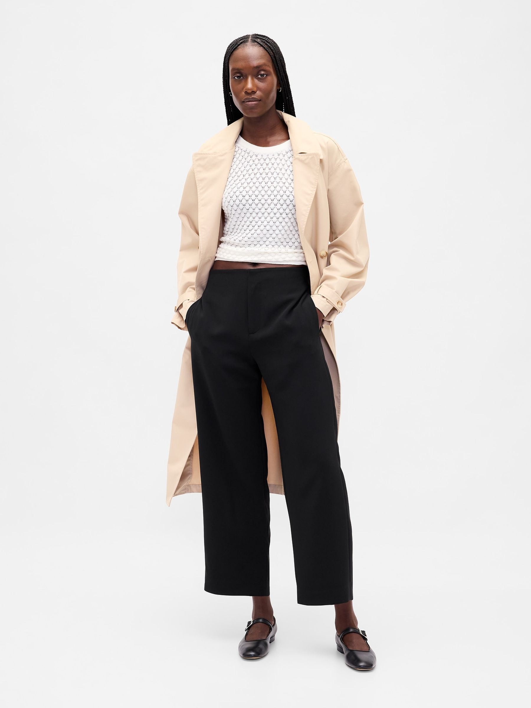 Black High Waisted Twill Straight Ankle Trousers - Image 6 of 6 Black High Waisted Twill Straight Ankle Trousers - Image 6 of 6