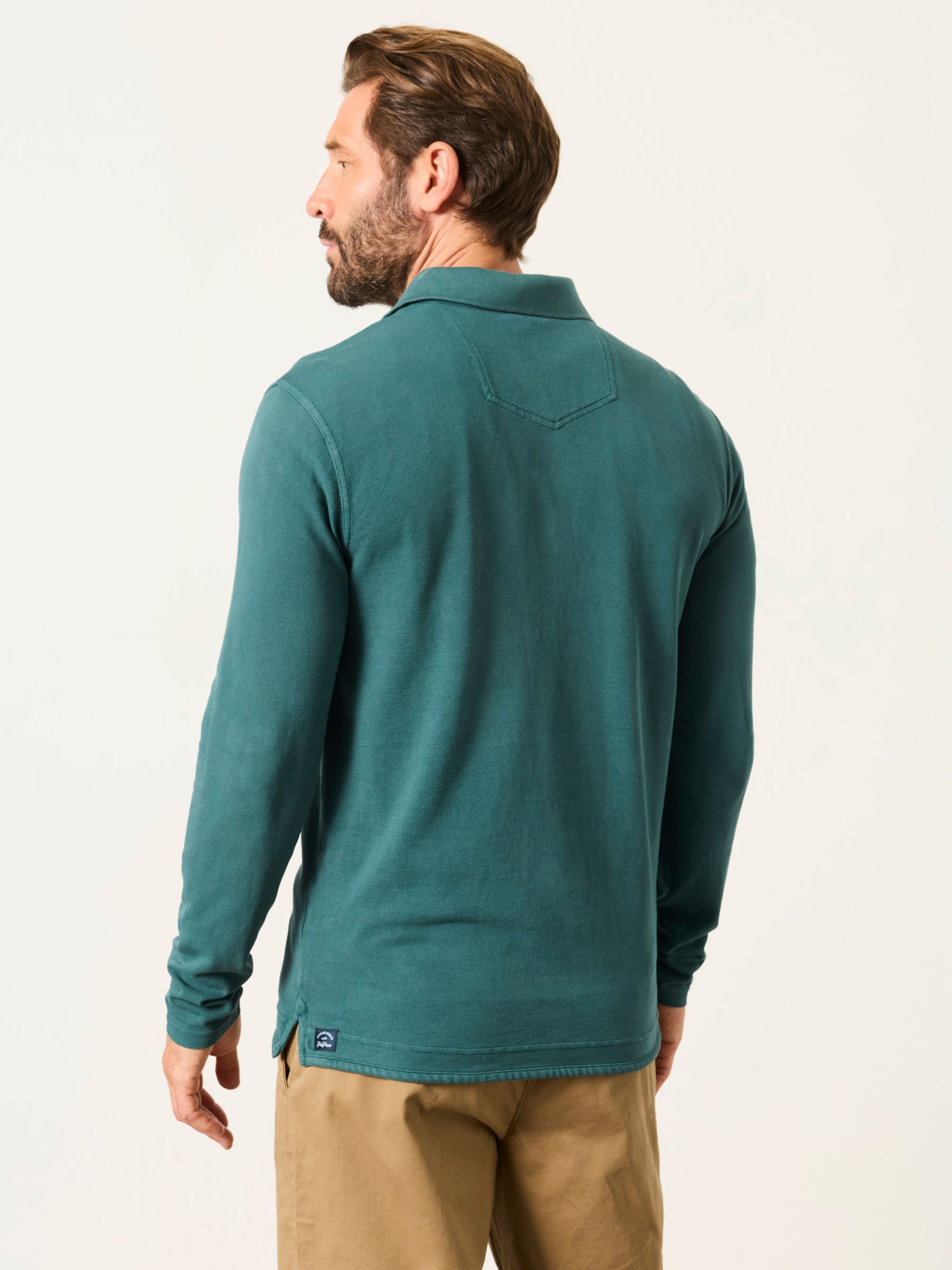 Dark Teal Long Sleeve Pique Polo Shirt - Image 2 of 5