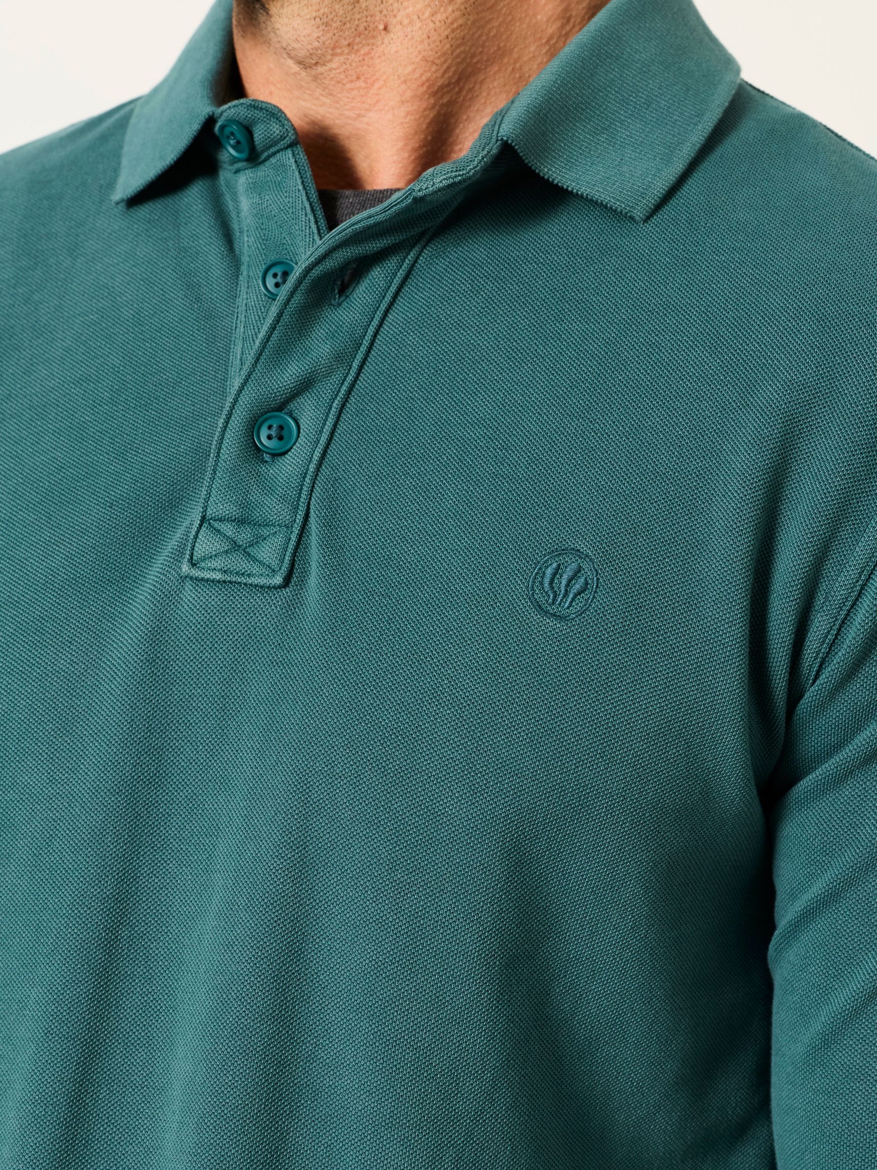 Dark Teal Long Sleeve Pique Polo Shirt - Image 3 of 5