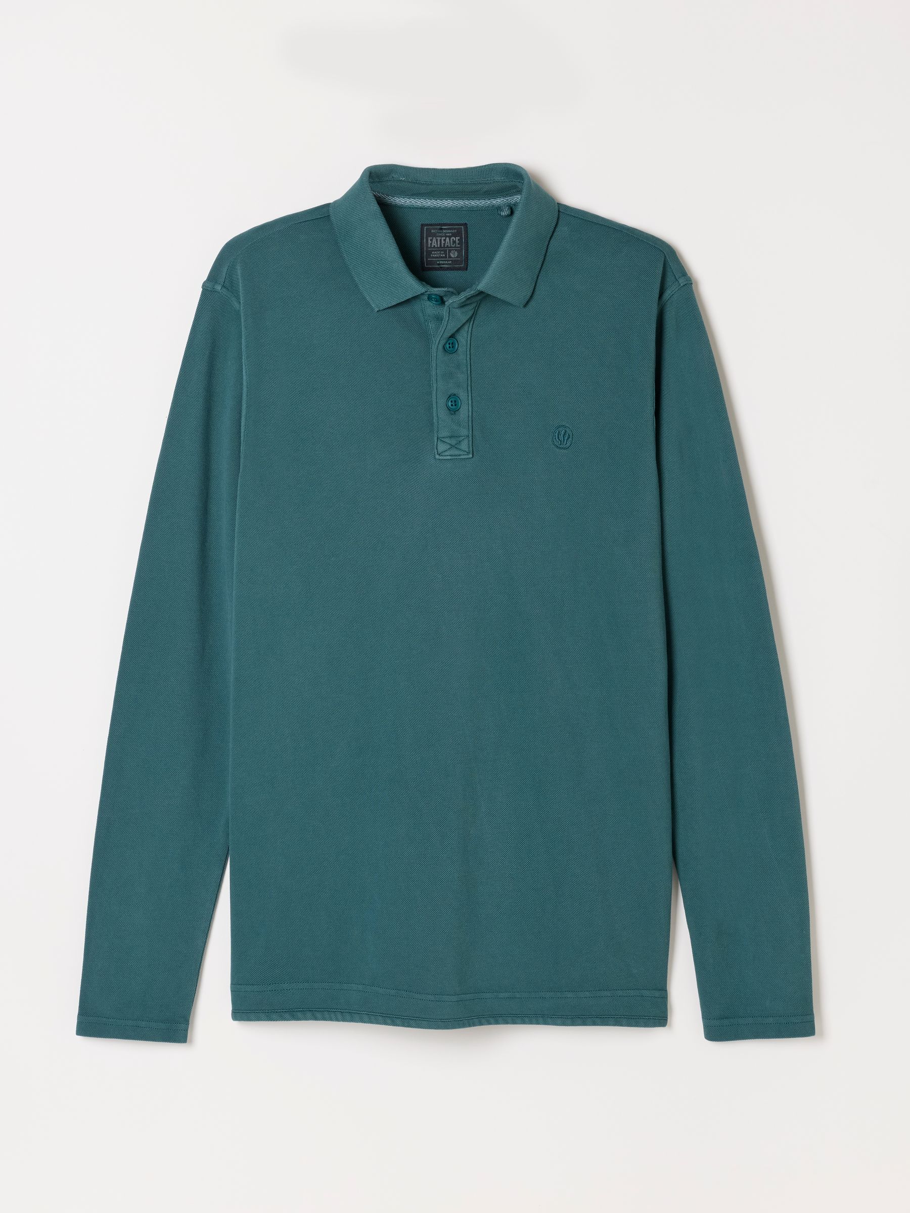 Dark Teal Long Sleeve Pique Polo Shirt - Image 5 of 5 Dark Teal Long Sleeve Pique Polo Shirt - Image 5 of 5