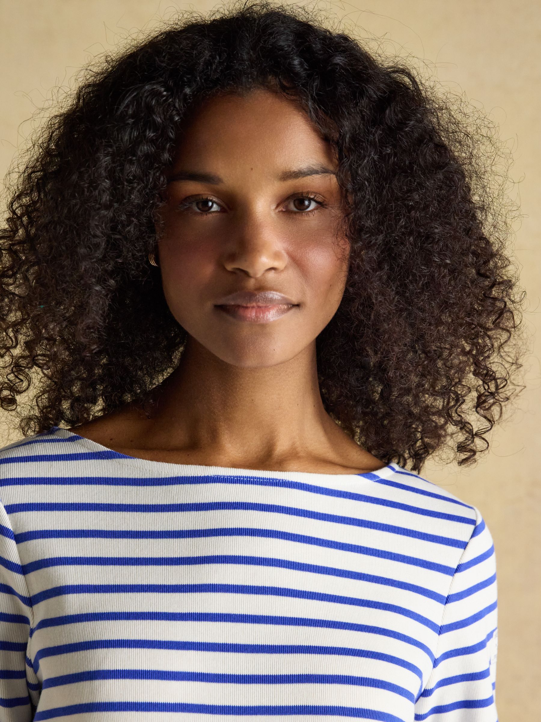 Harbour Cream/Blue Boat Neck 100% Cotton Long Sleeve Breton Top - Image 5 of 8