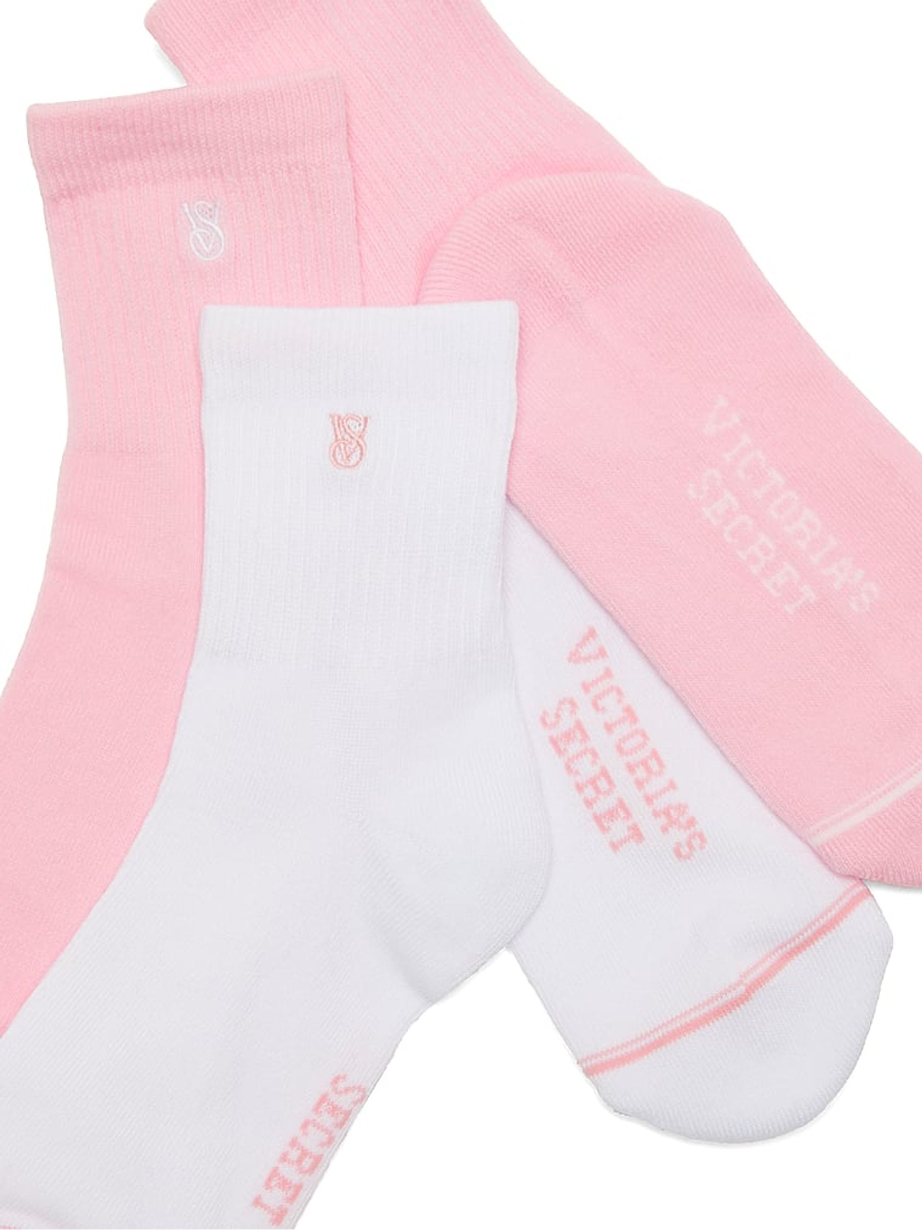 White & Pink 2 Pack Quarter Socks - Image 2 of 2