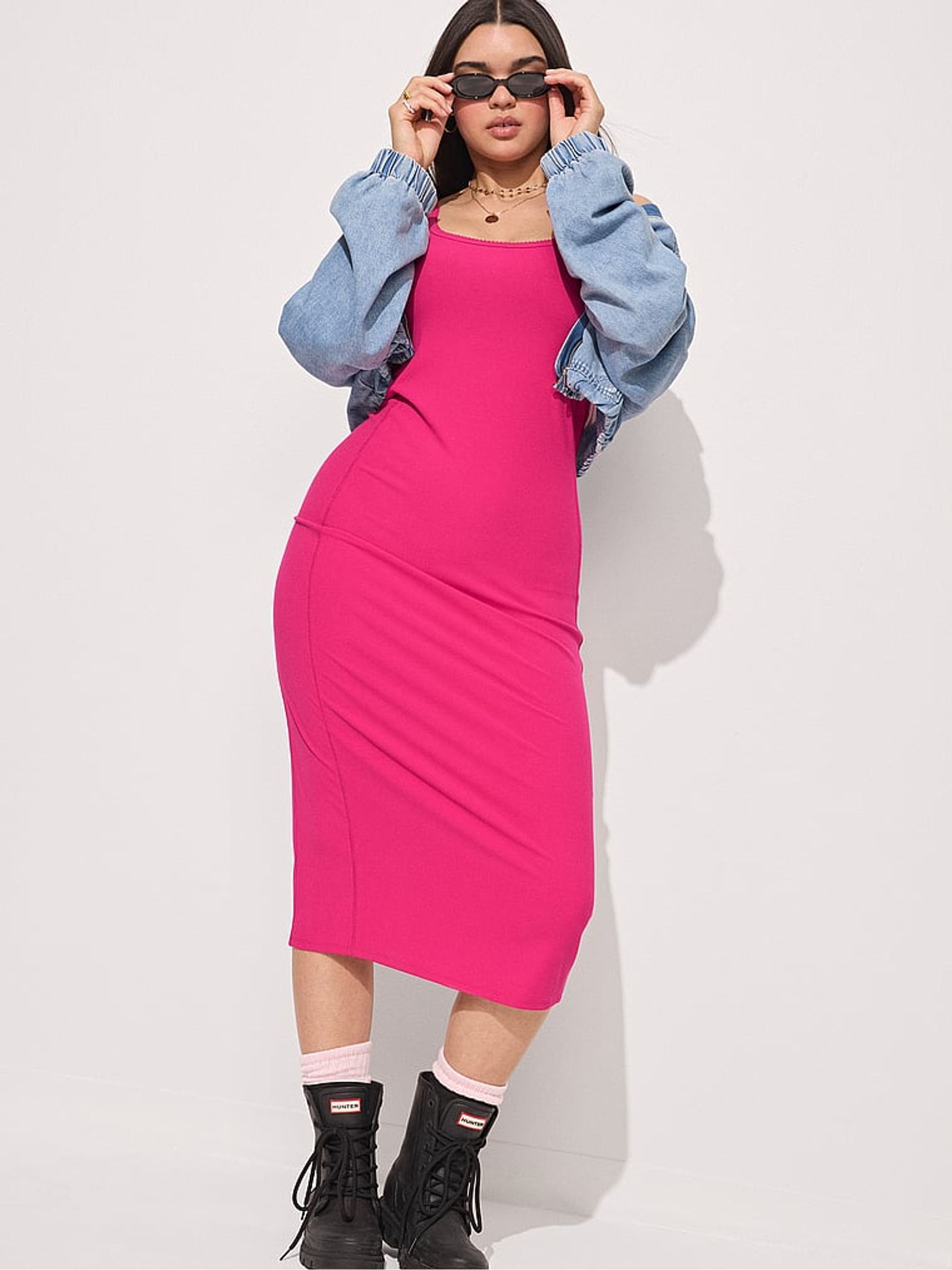 Hot Stuff Pink Ribbed Dress - Image 1 of 3