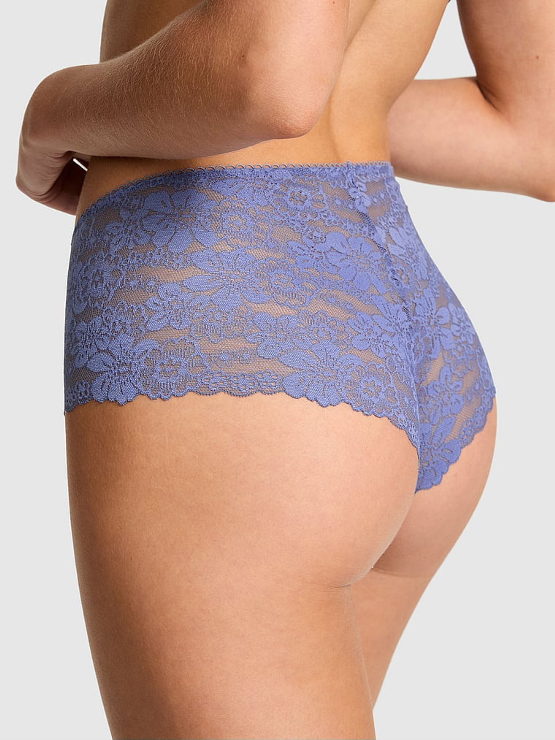 Dusty Iris Blue Dog Print Cheeky No Show Lace Trim Knicker - Image 2 of 2