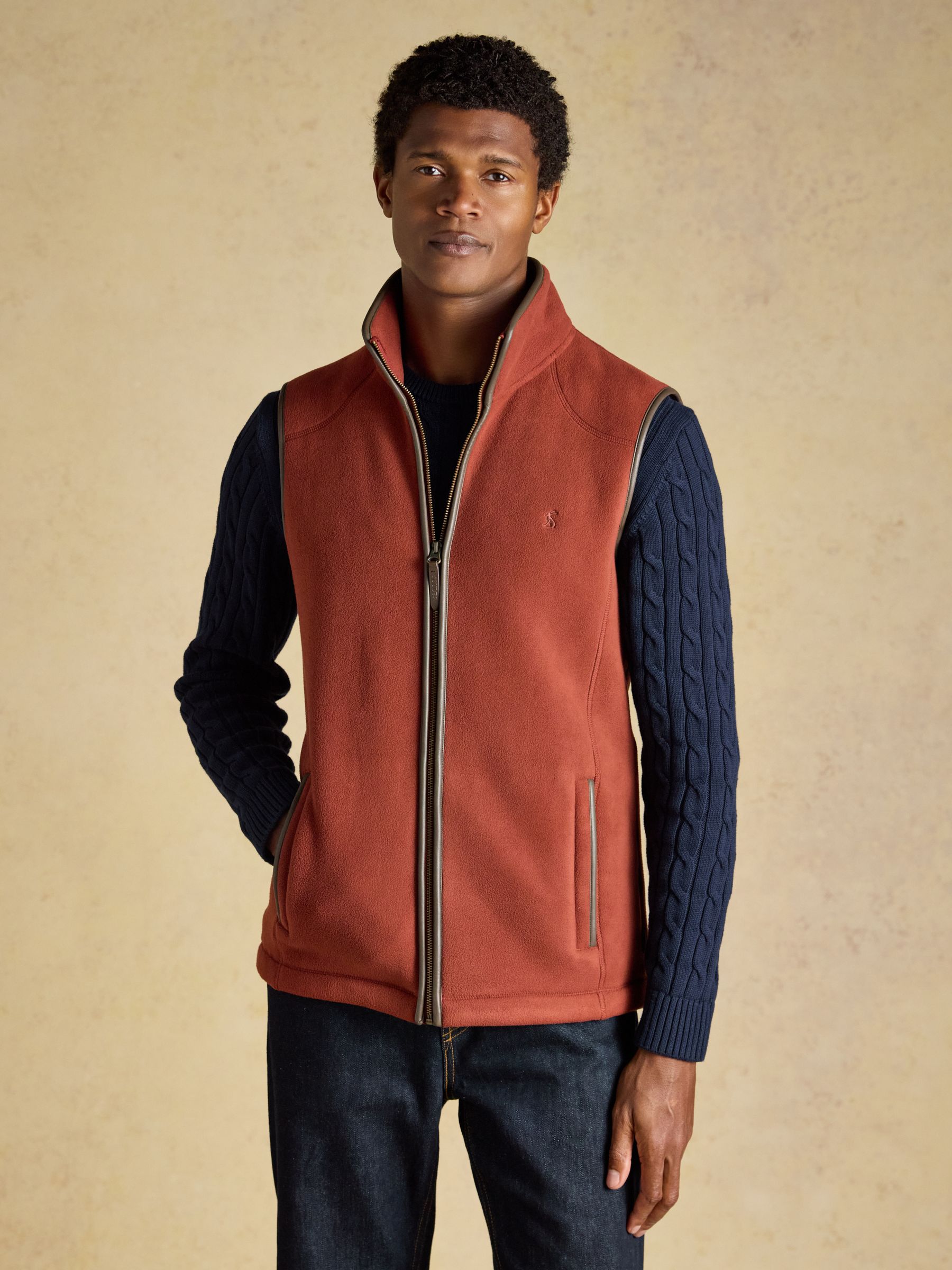 Heritage Fleece Rust Brown Gilet - Image 3 of 12