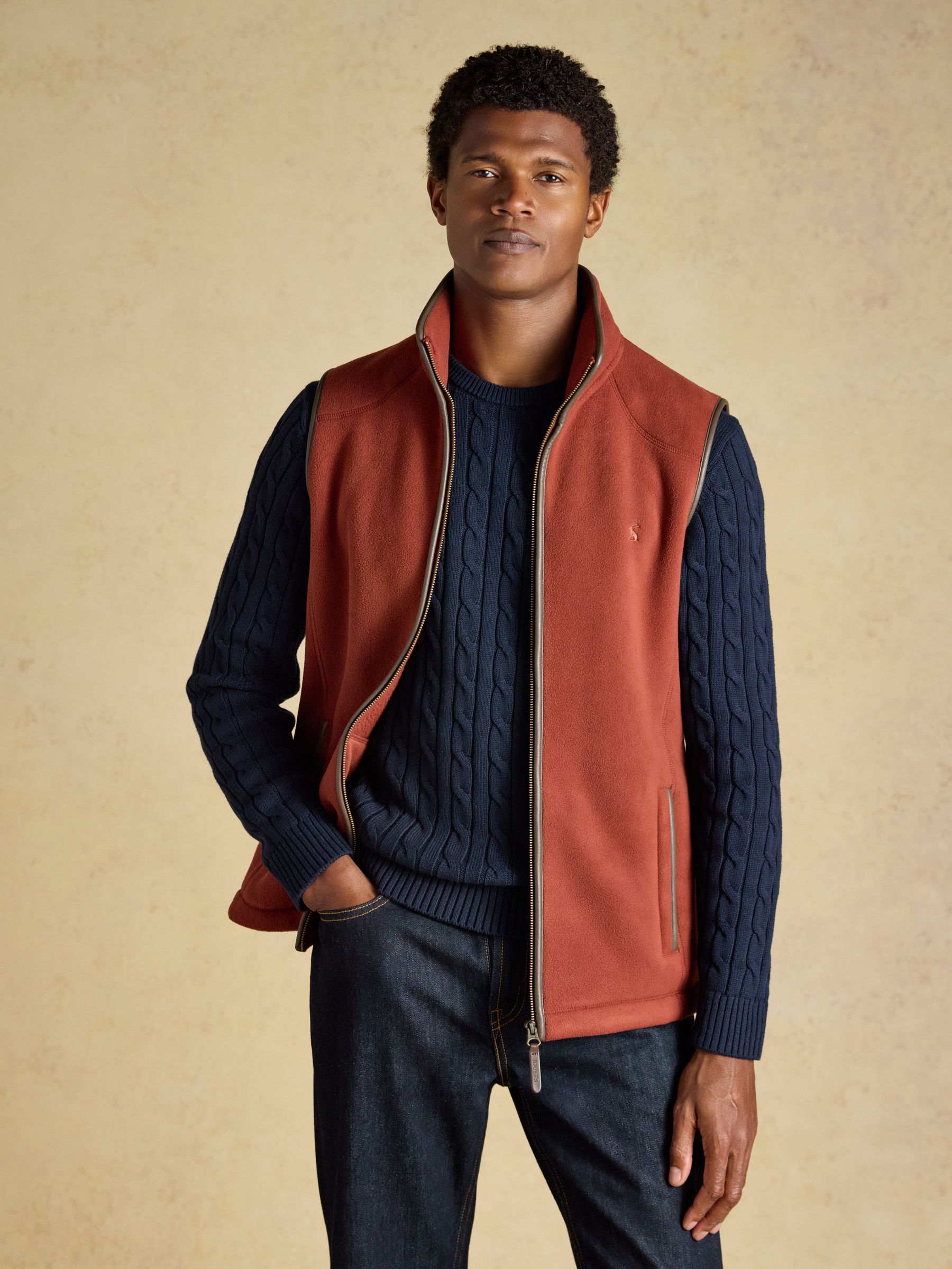Heritage Fleece Rust Brown Gilet - Image 9 of 12