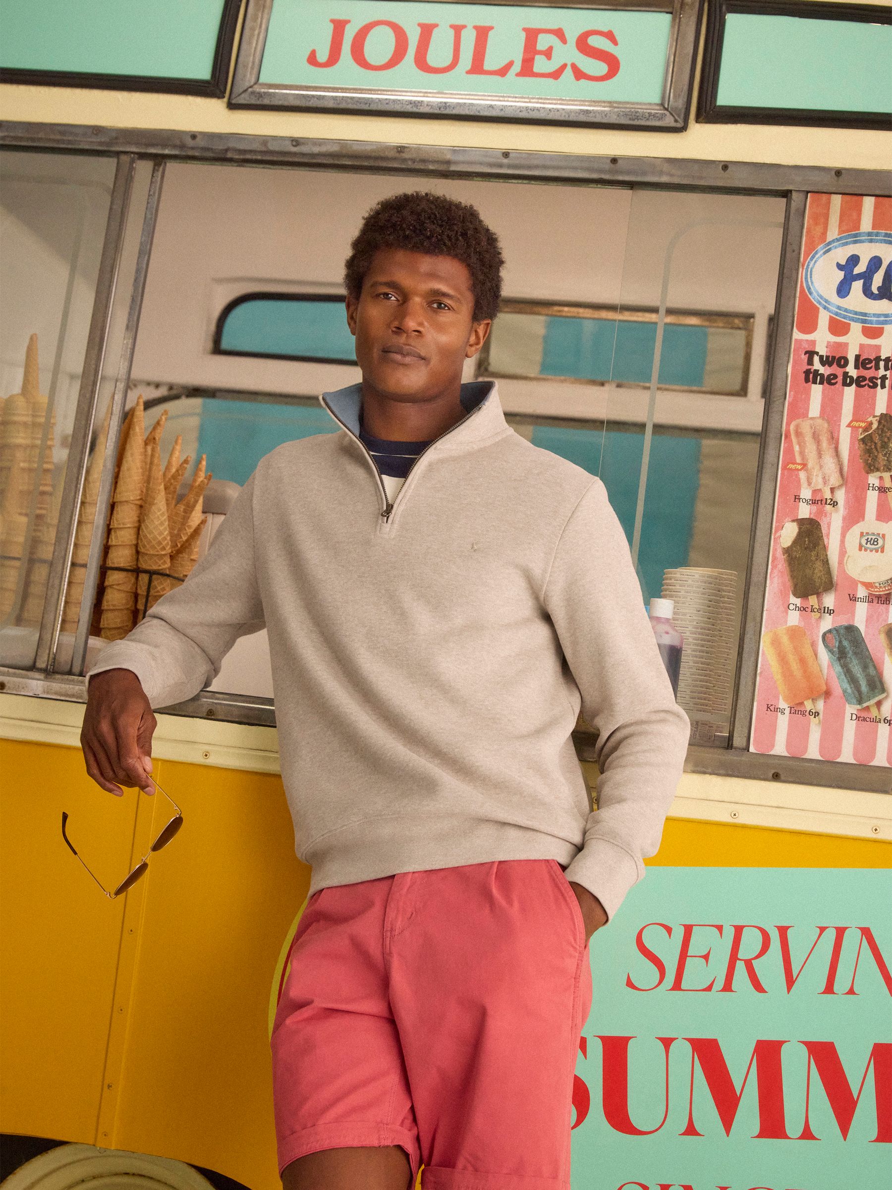 Alistair Oatmeal French Ribbed Quarter Zip Sweatshirt - Image 1 of 9 Alistair Oatmeal French Ribbed Quarter Zip Sweatshirt - Image 1 of 9