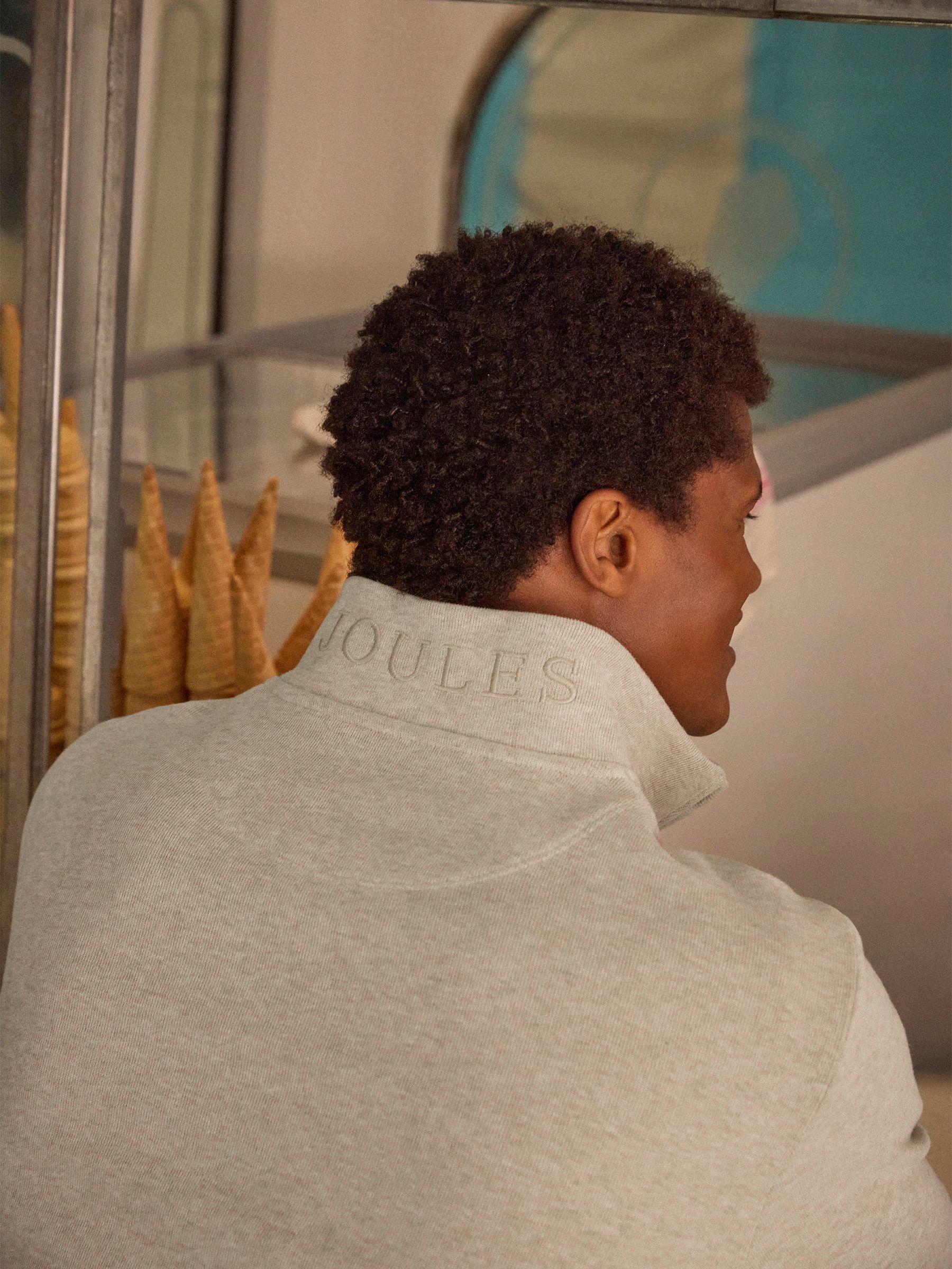 Alistair Oatmeal French Ribbed Quarter Zip Sweatshirt - Image 3 of 9