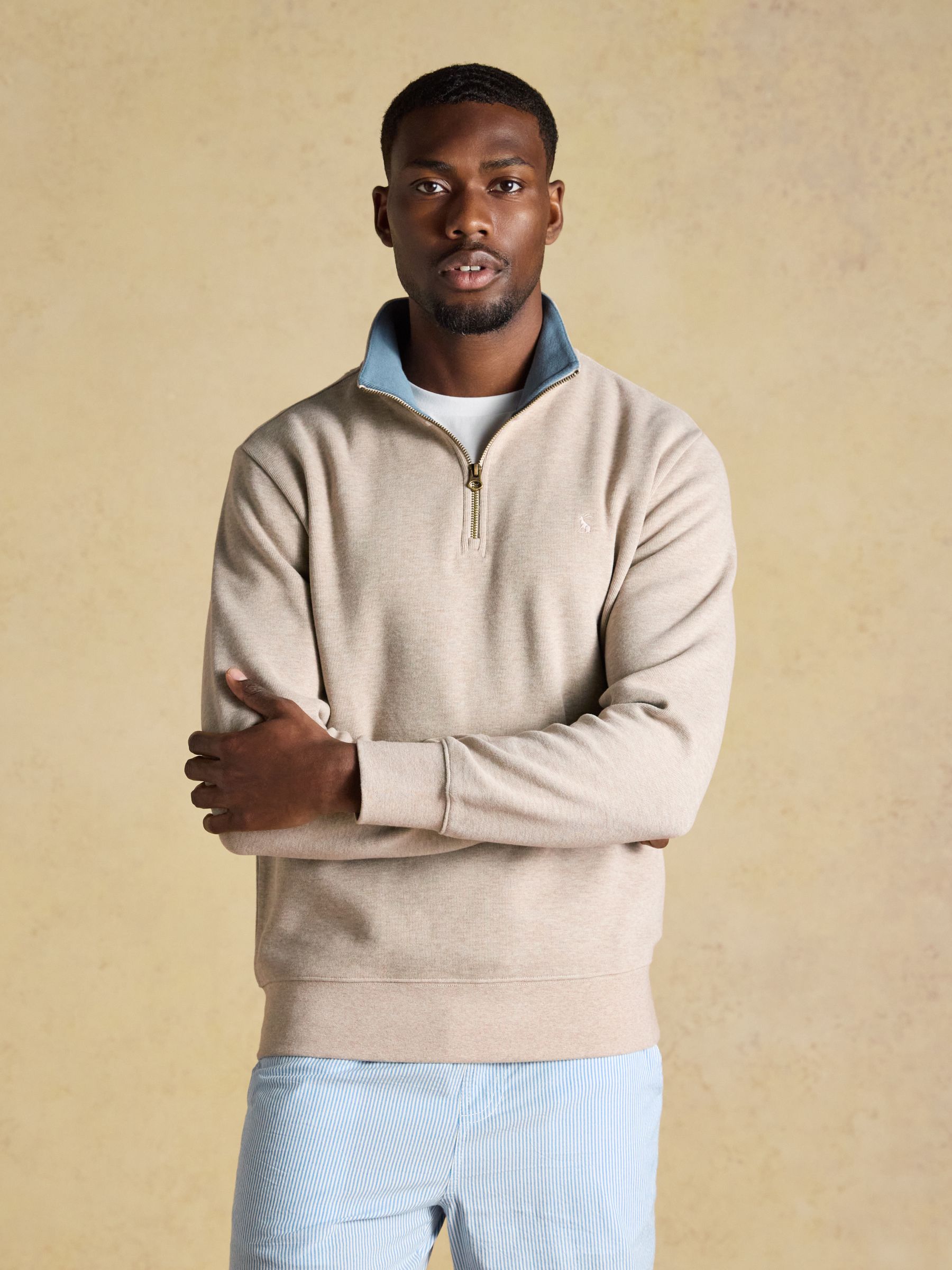 Alistair Oatmeal French Ribbed Quarter Zip Sweatshirt - Image 4 of 9