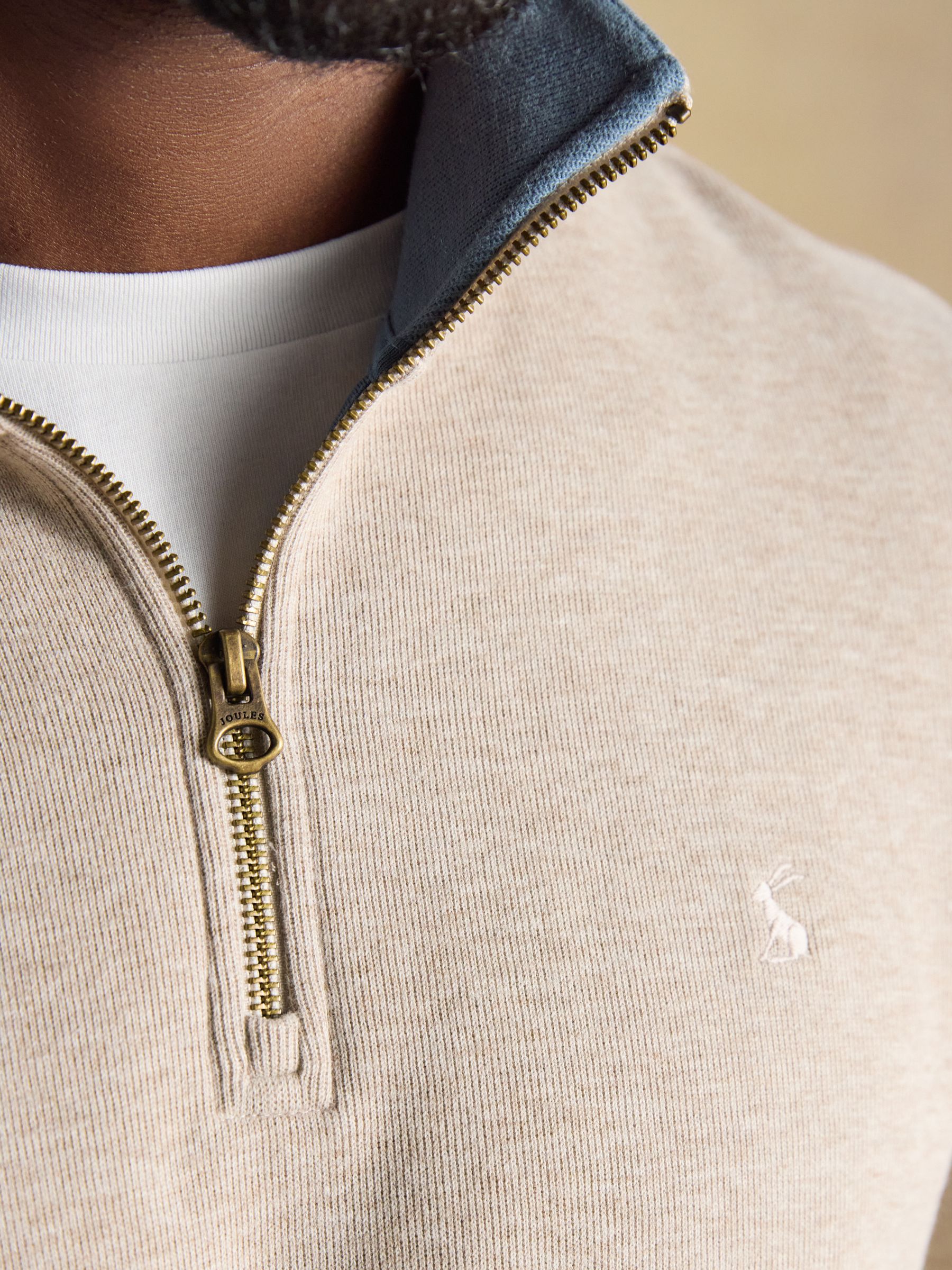 Alistair Oatmeal French Ribbed Quarter Zip Sweatshirt - Image 6 of 9
