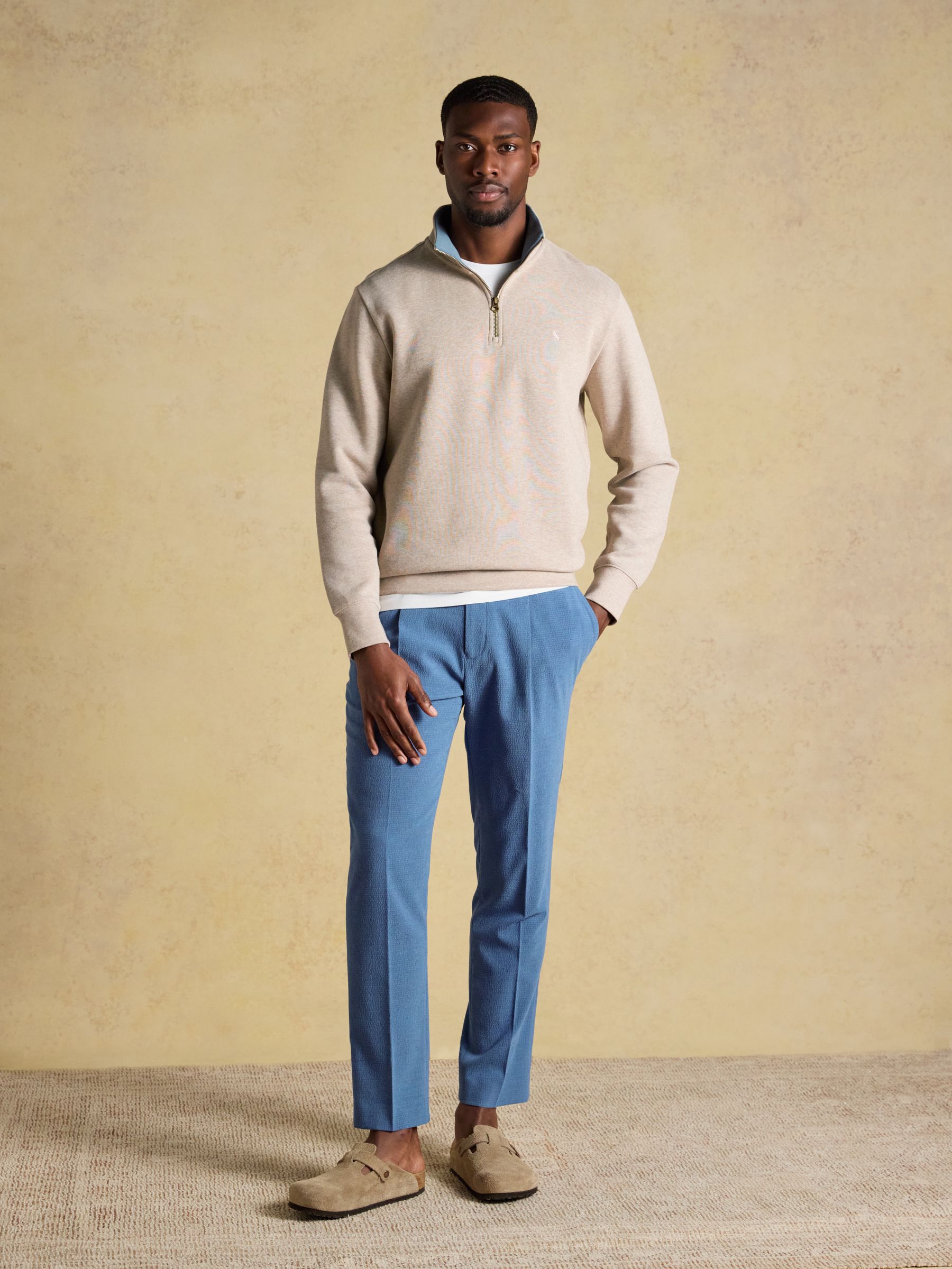 Alistair Oatmeal French Ribbed Quarter Zip Sweatshirt - Image 7 of 9