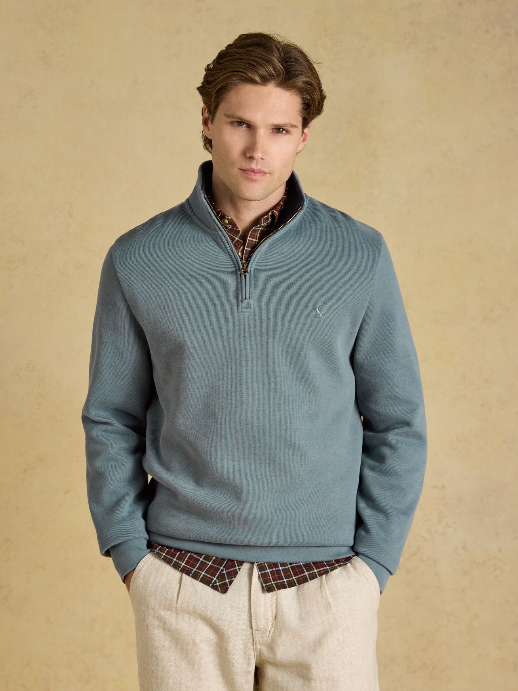 Blue Alistair French Rib Quarter Zip Sweatshirt - Image 1 of 6