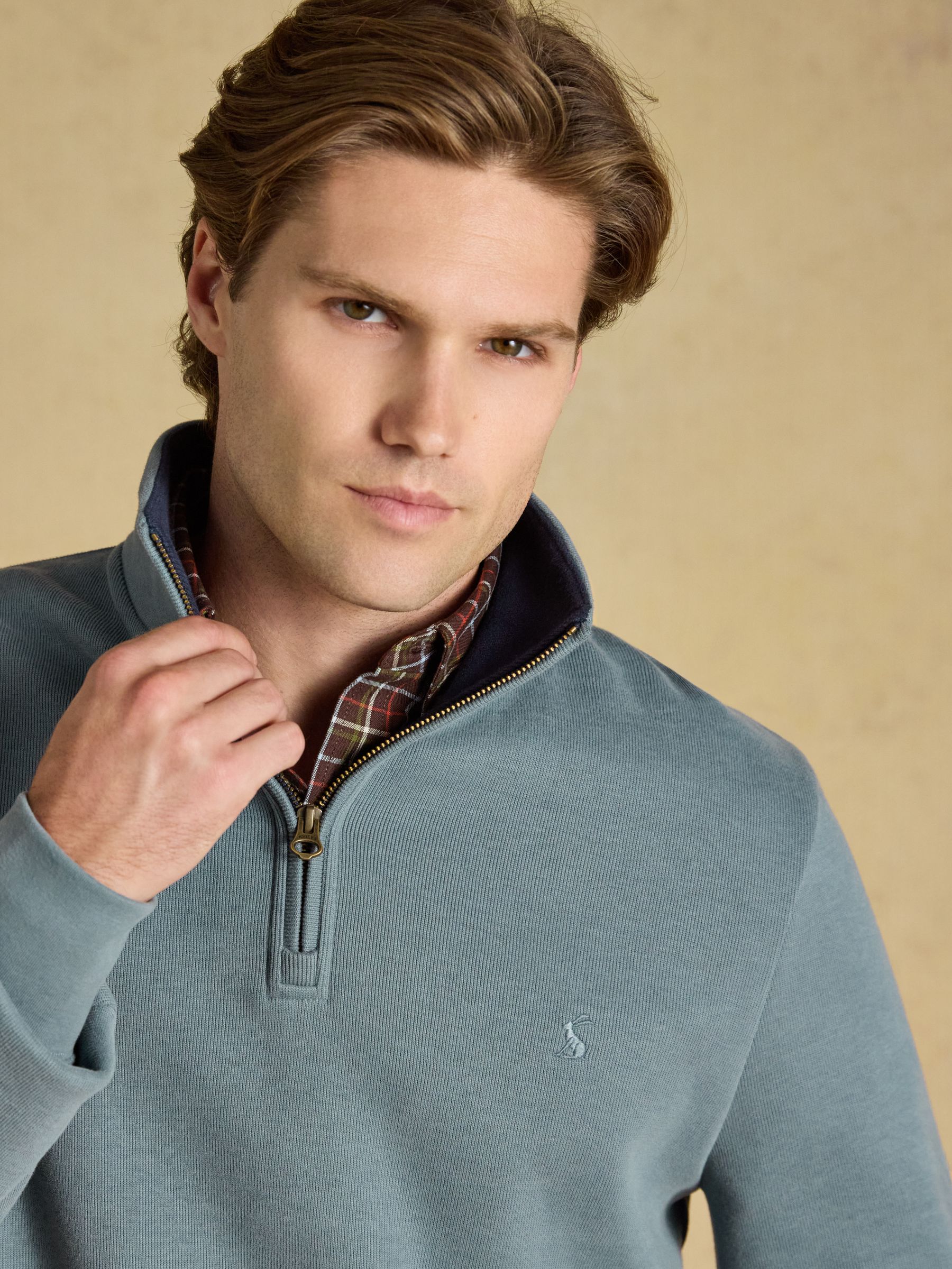 Blue Alistair French Rib Quarter Zip Sweatshirt - Image 4 of 6