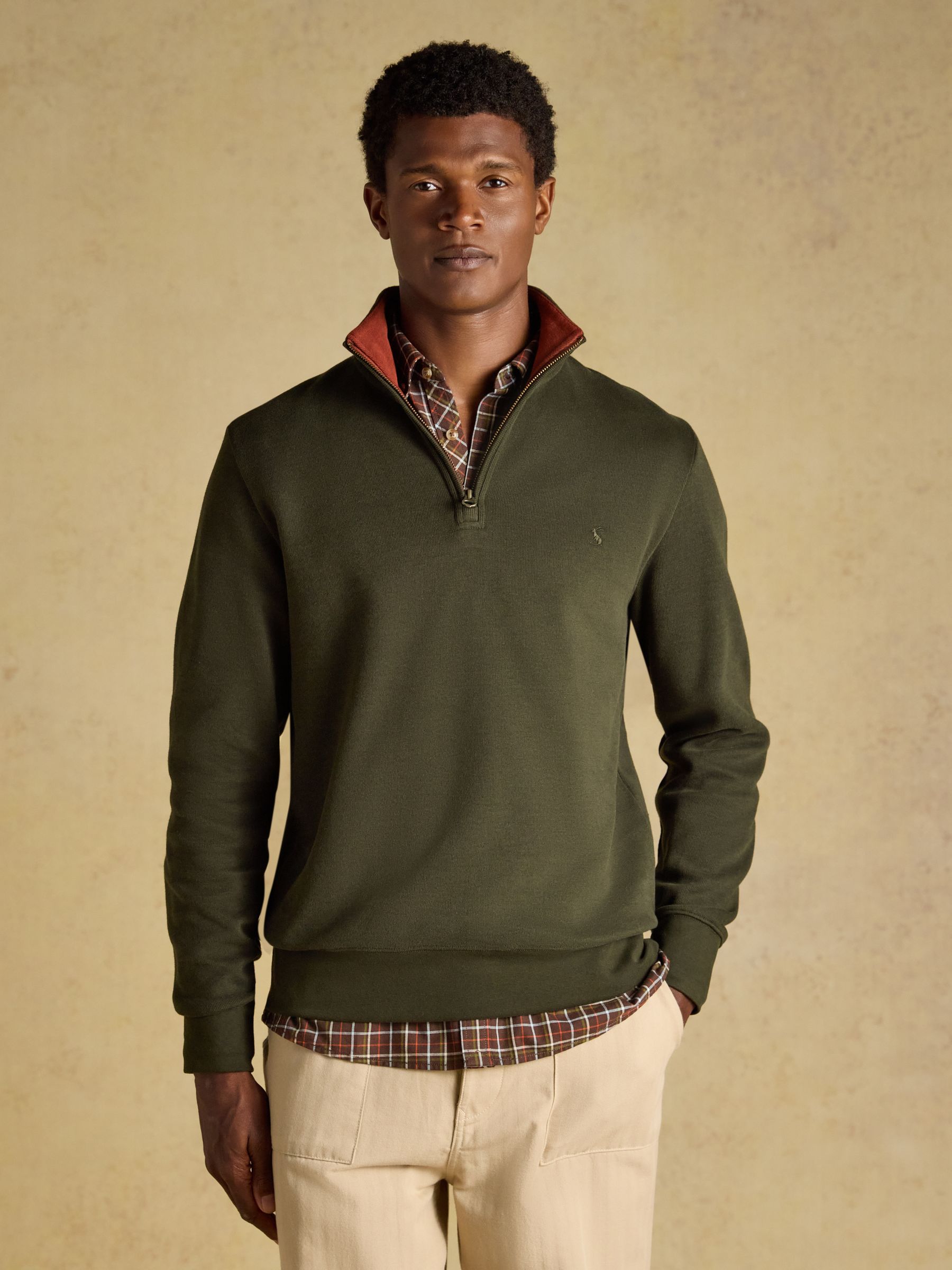 Alistair Green French Ribbed Quarter Zip Sweatshirt - Image 1 of 9 Alistair Green French Ribbed Quarter Zip Sweatshirt - Image 1 of 9