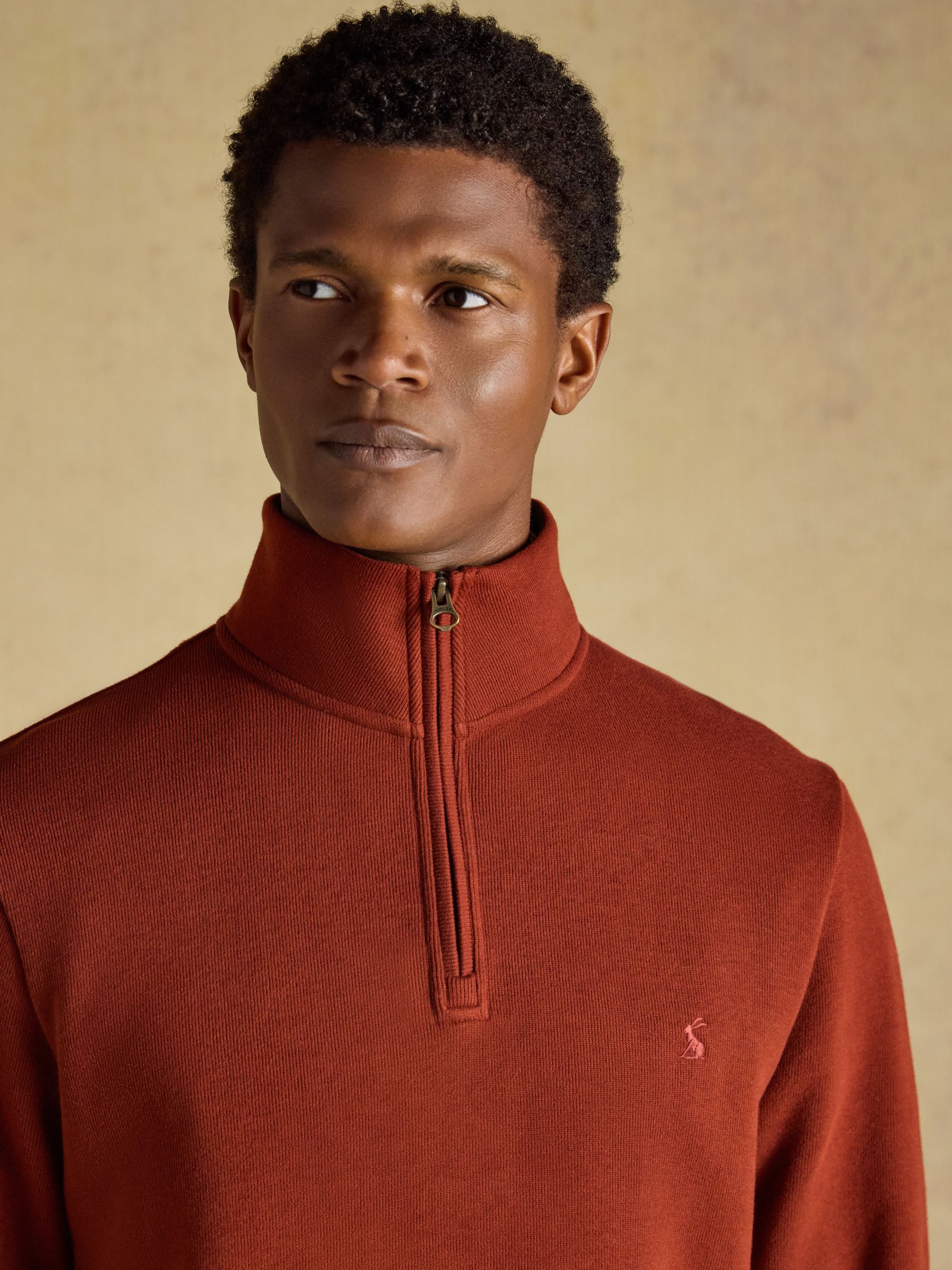 Alistair Red French Ribbed Quarter Zip Sweatshirt - Image 4 of 8